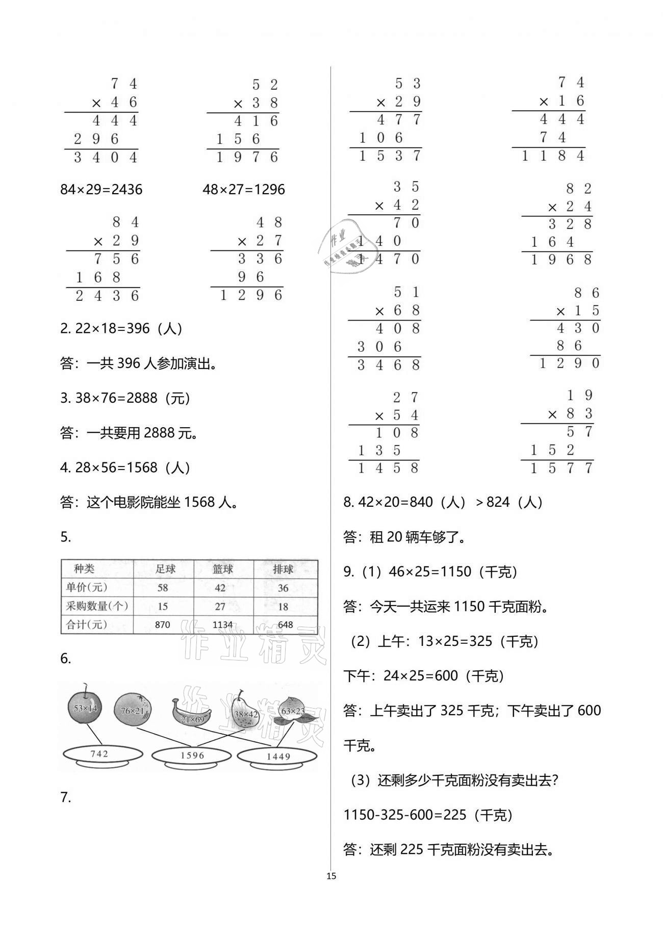 2021年智慧學習三年級數(shù)學下冊人教版 參考答案第15頁