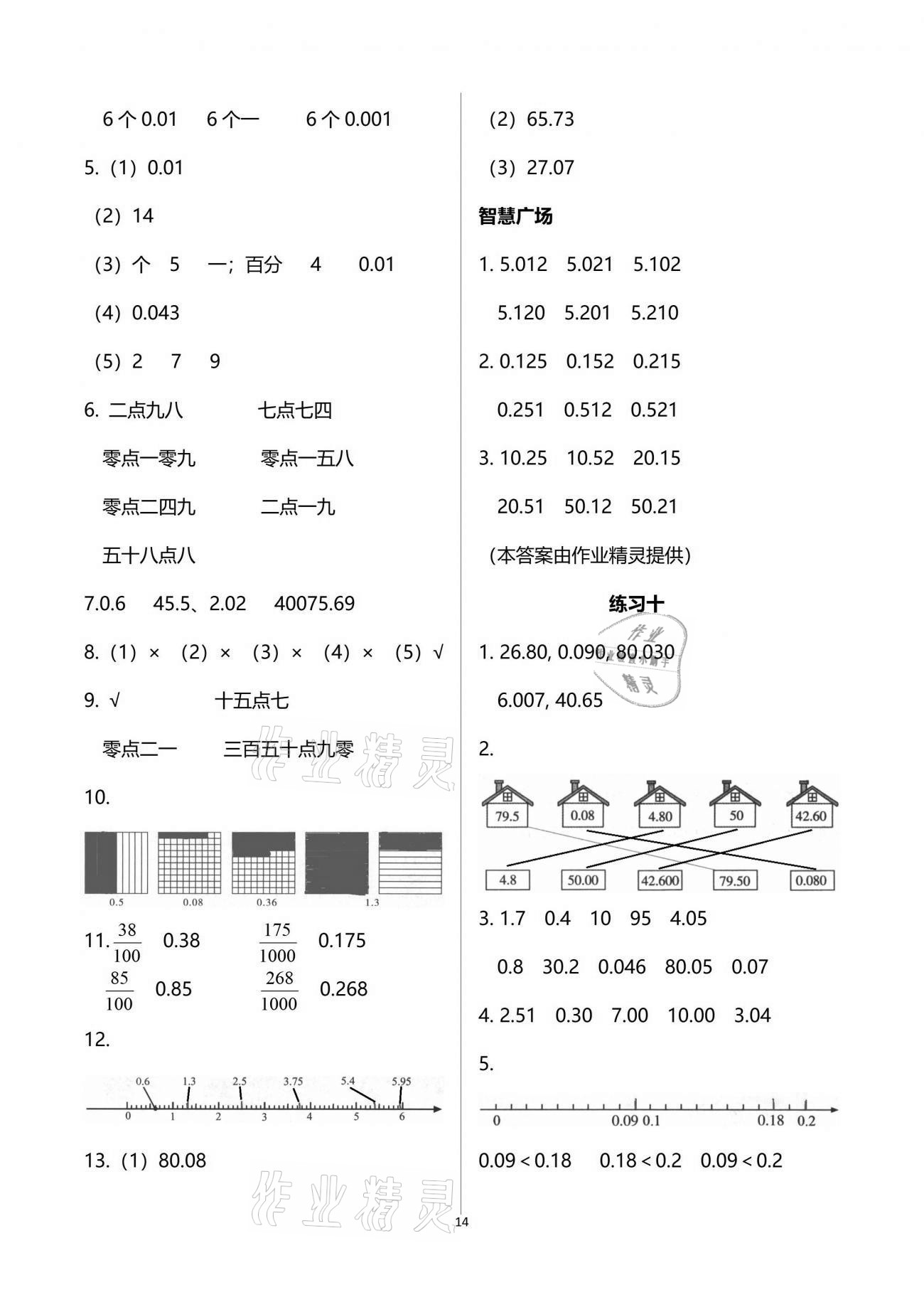 2021年智慧学习四年级数学下册人教版 参考答案第14页