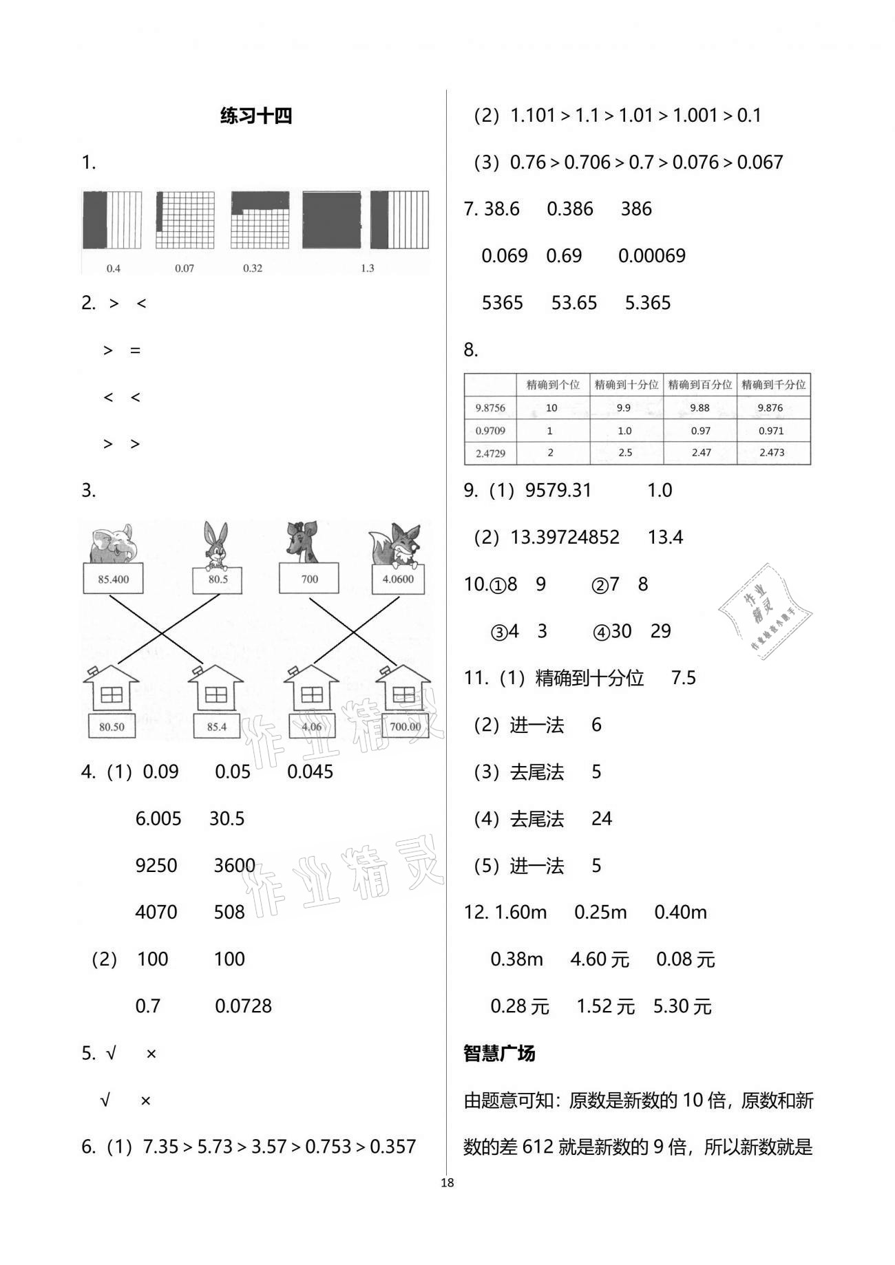 2021年智慧學(xué)習(xí)四年級數(shù)學(xué)下冊人教版 參考答案第18頁