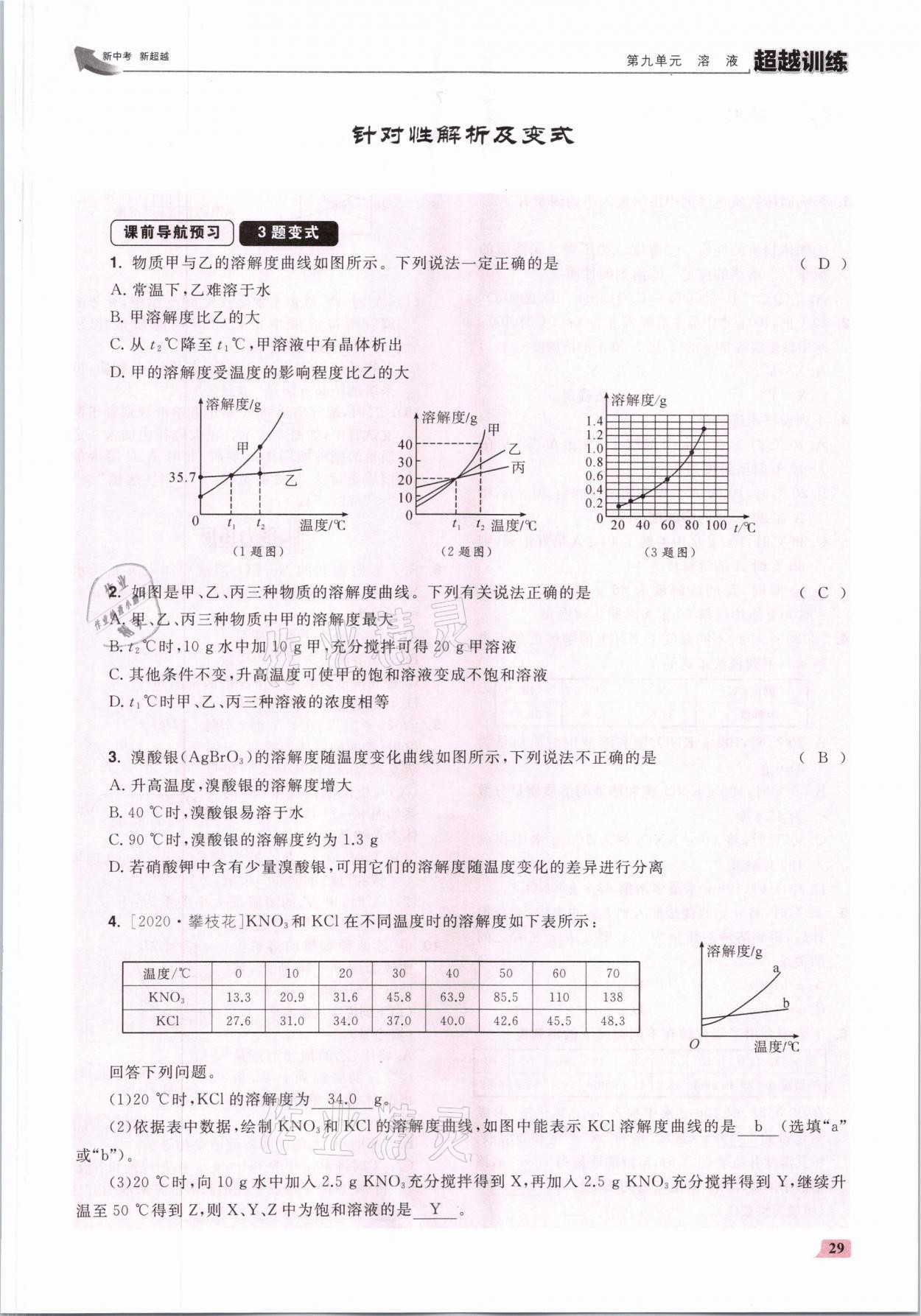 2021年超越訓練九年級化學下冊人教版 參考答案第58頁