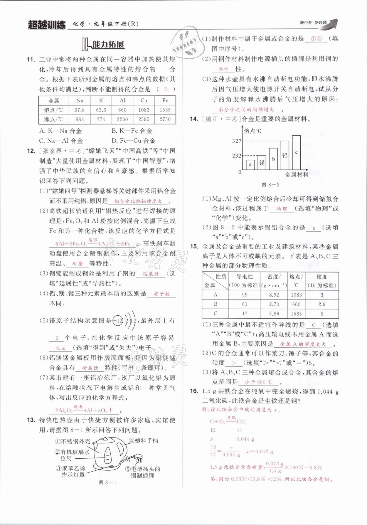 2021年超越訓(xùn)練九年級化學(xué)下冊人教版 參考答案第5頁