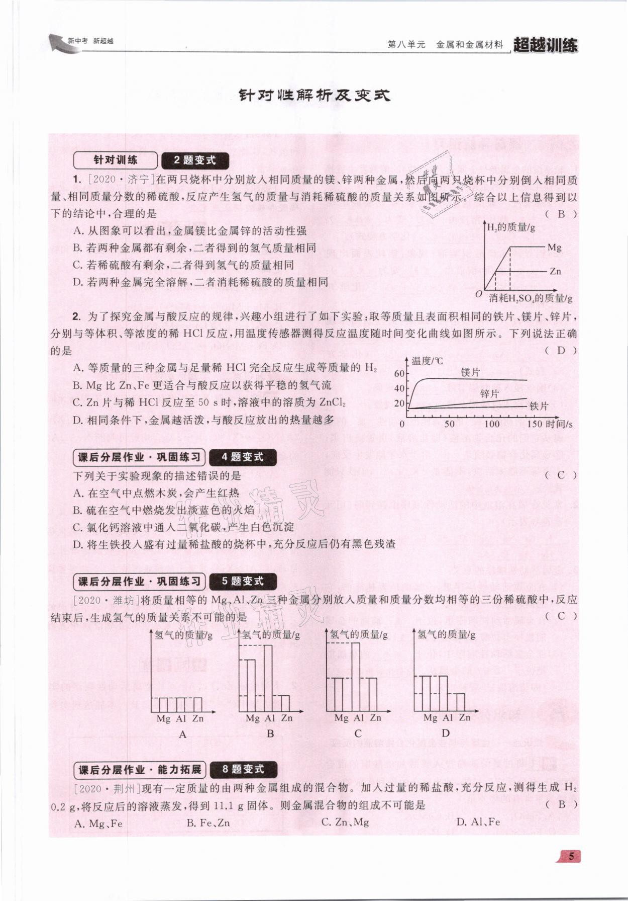 2021年超越訓(xùn)練九年級(jí)化學(xué)下冊(cè)人教版 參考答案第10頁