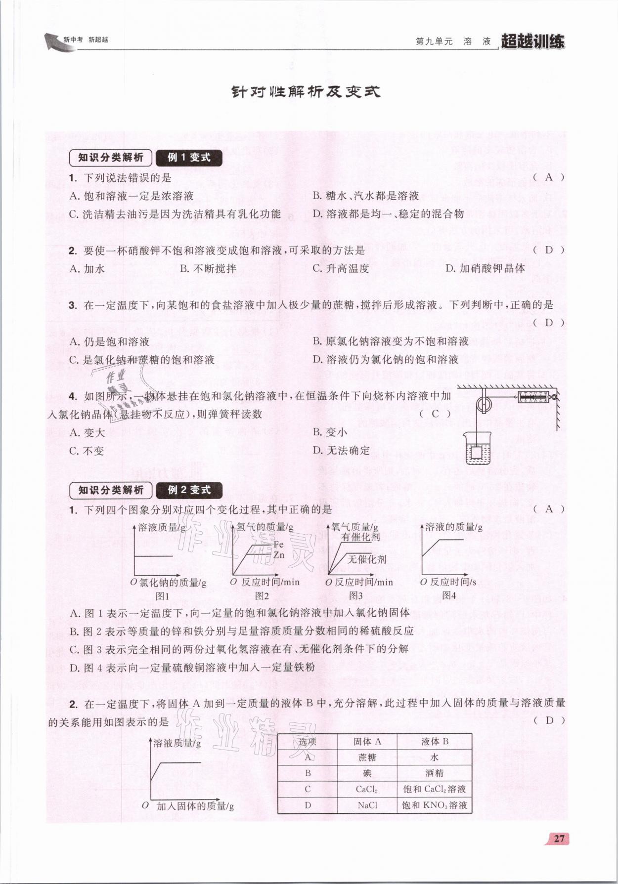 2021年超越訓練九年級化學下冊人教版 參考答案第54頁