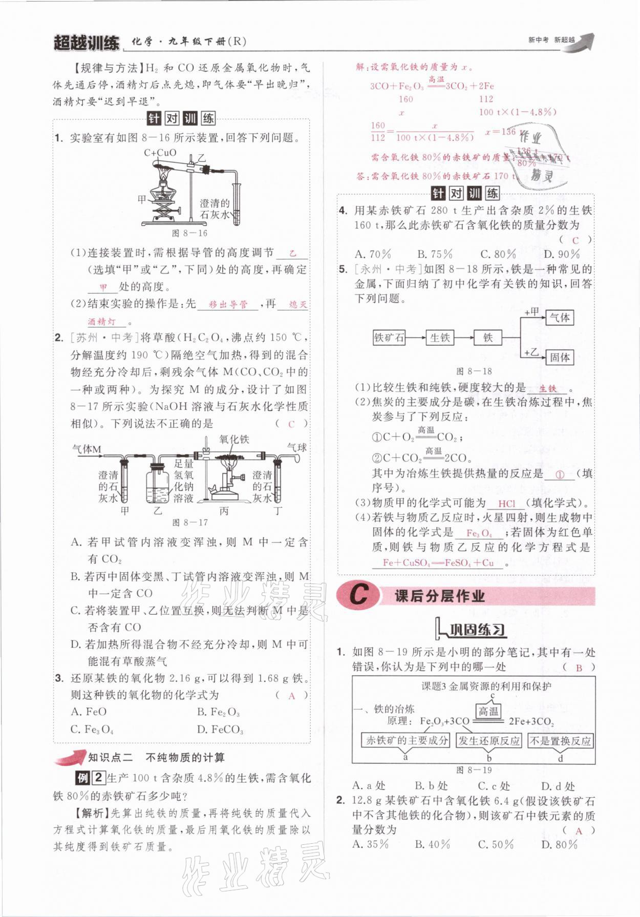 2021年超越訓(xùn)練九年級化學(xué)下冊人教版 參考答案第23頁