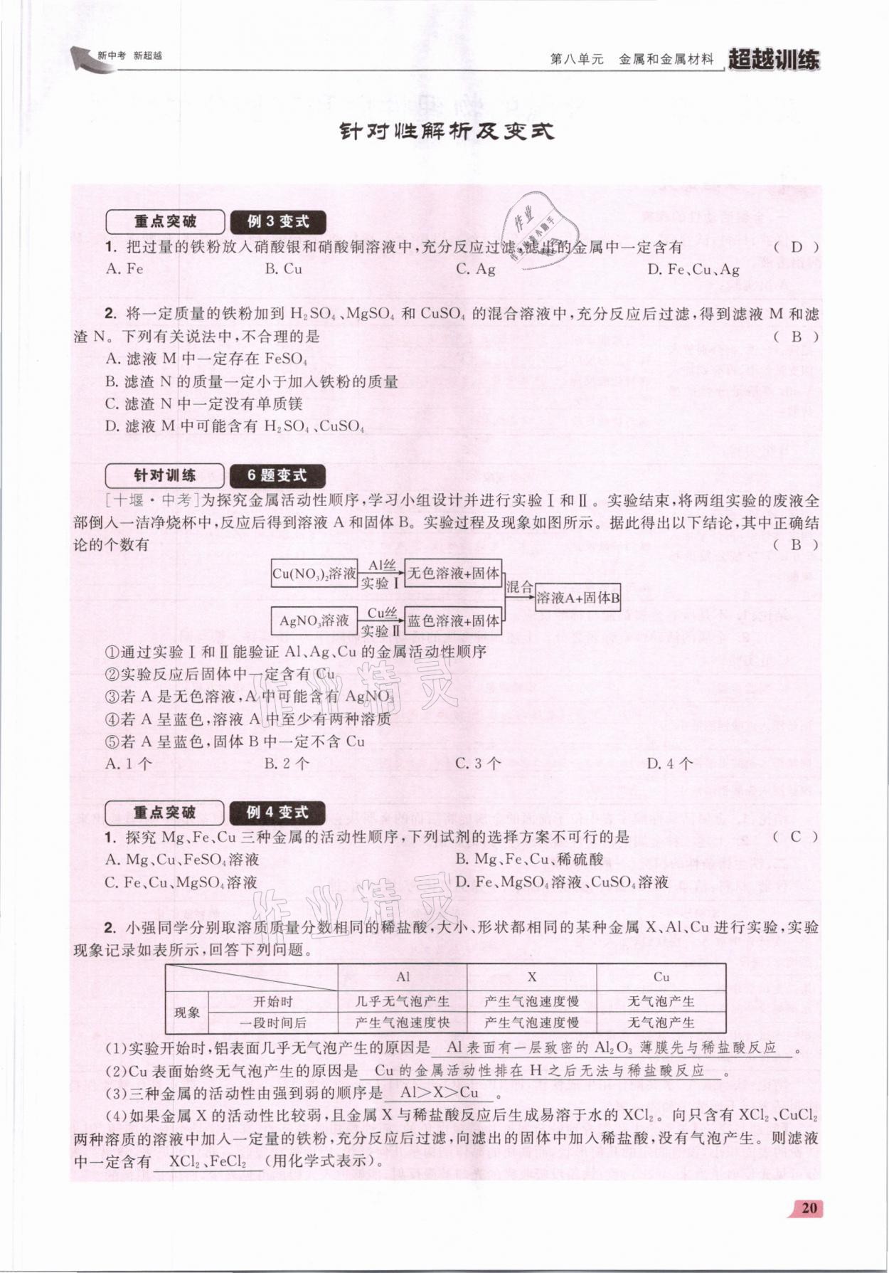 2021年超越訓(xùn)練九年級化學(xué)下冊人教版 參考答案第40頁