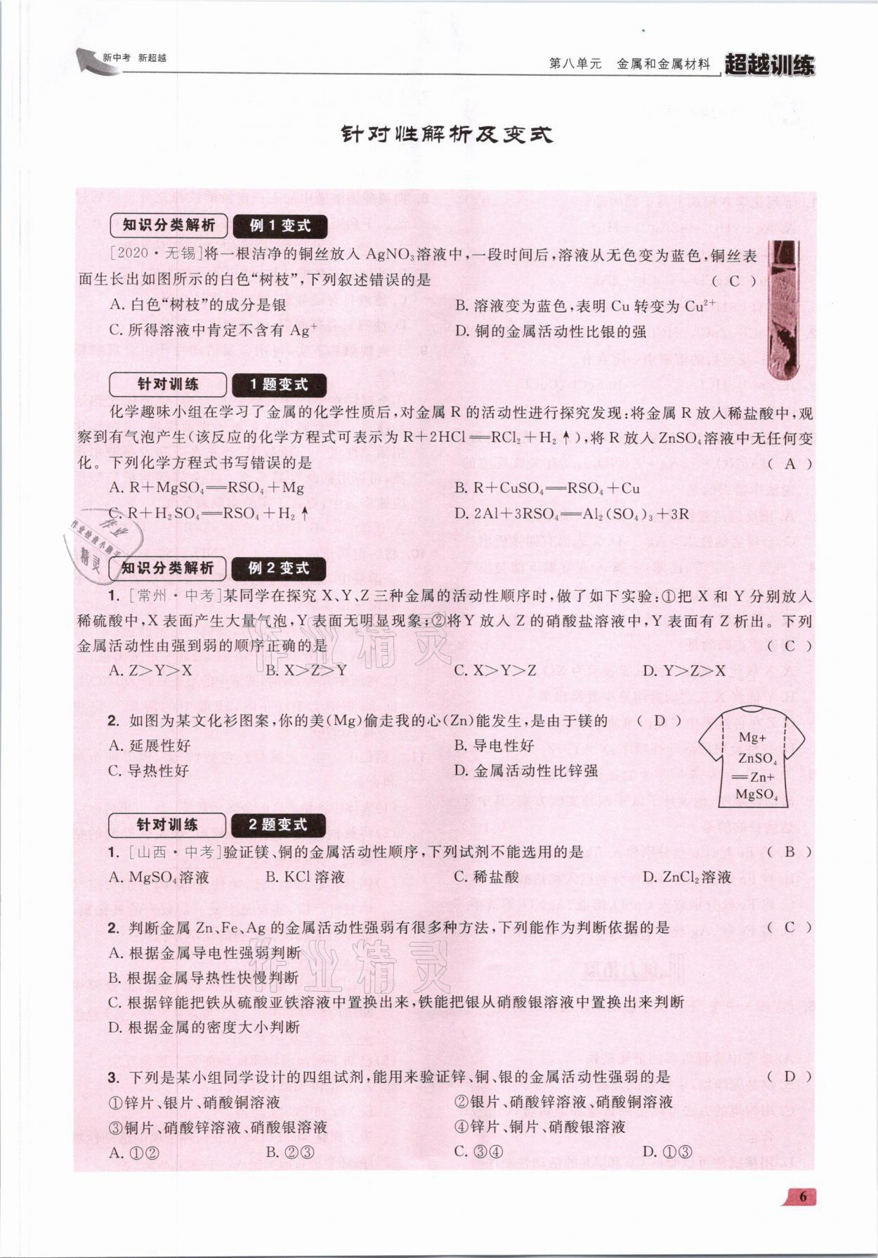 2021年超越訓(xùn)練九年級化學(xué)下冊人教版 參考答案第12頁