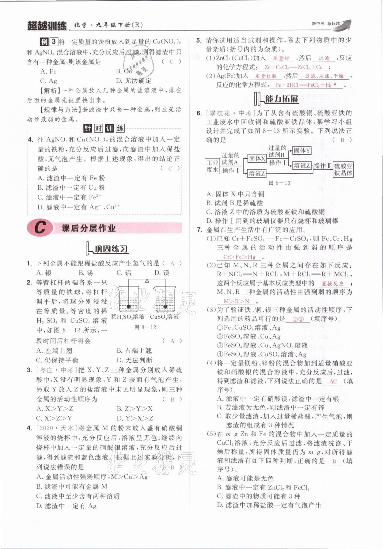 2021年超越訓(xùn)練九年級化學(xué)下冊人教版 參考答案第19頁