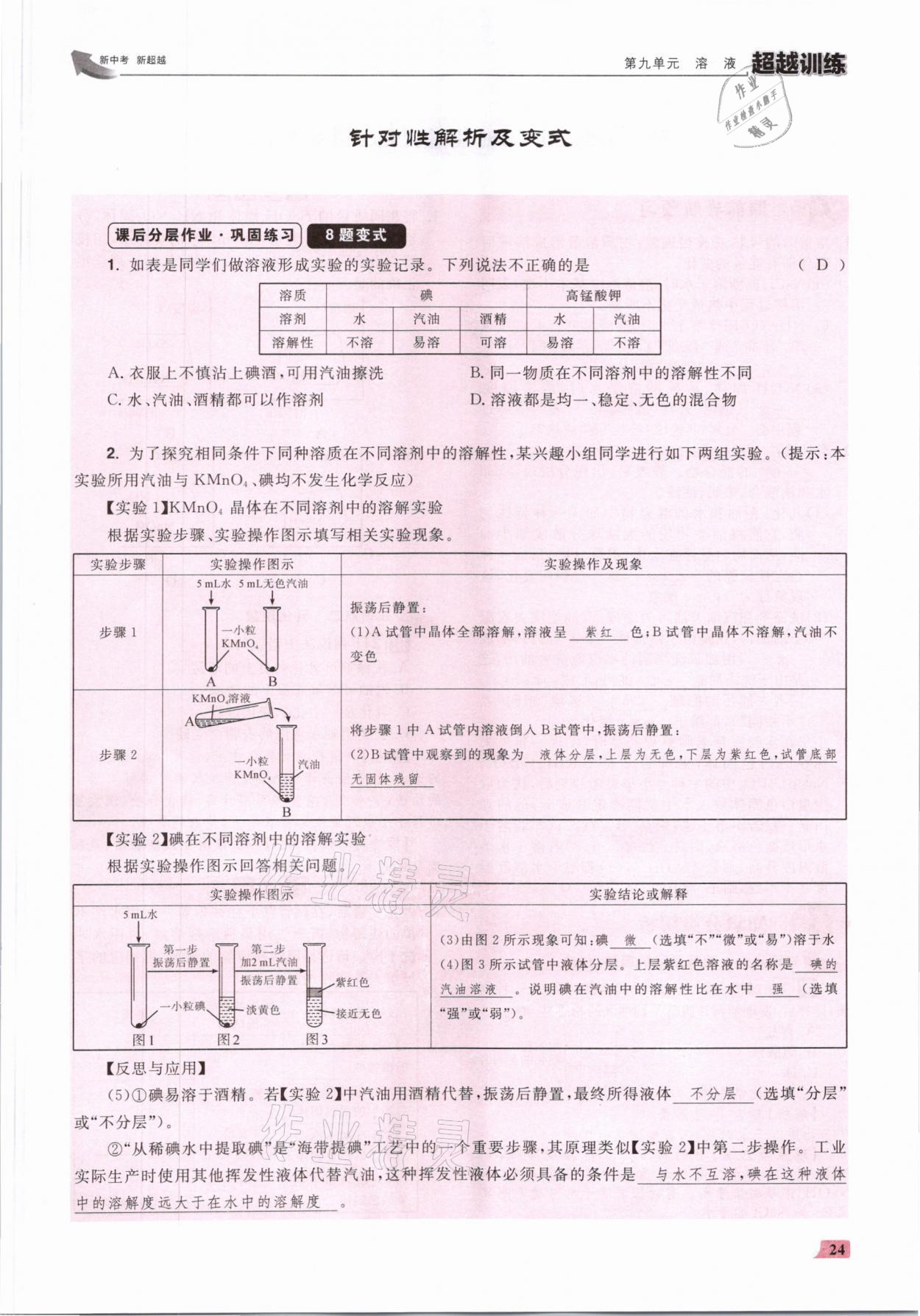 2021年超越訓練九年級化學下冊人教版 參考答案第48頁