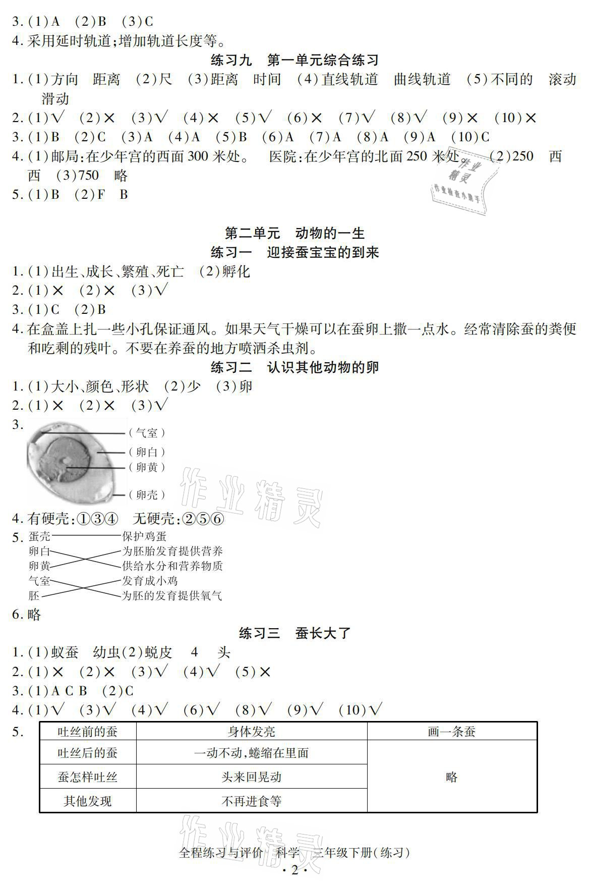 2021年全程練習(xí)與評價三年級科學(xué)下冊教科版 參考答案第2頁