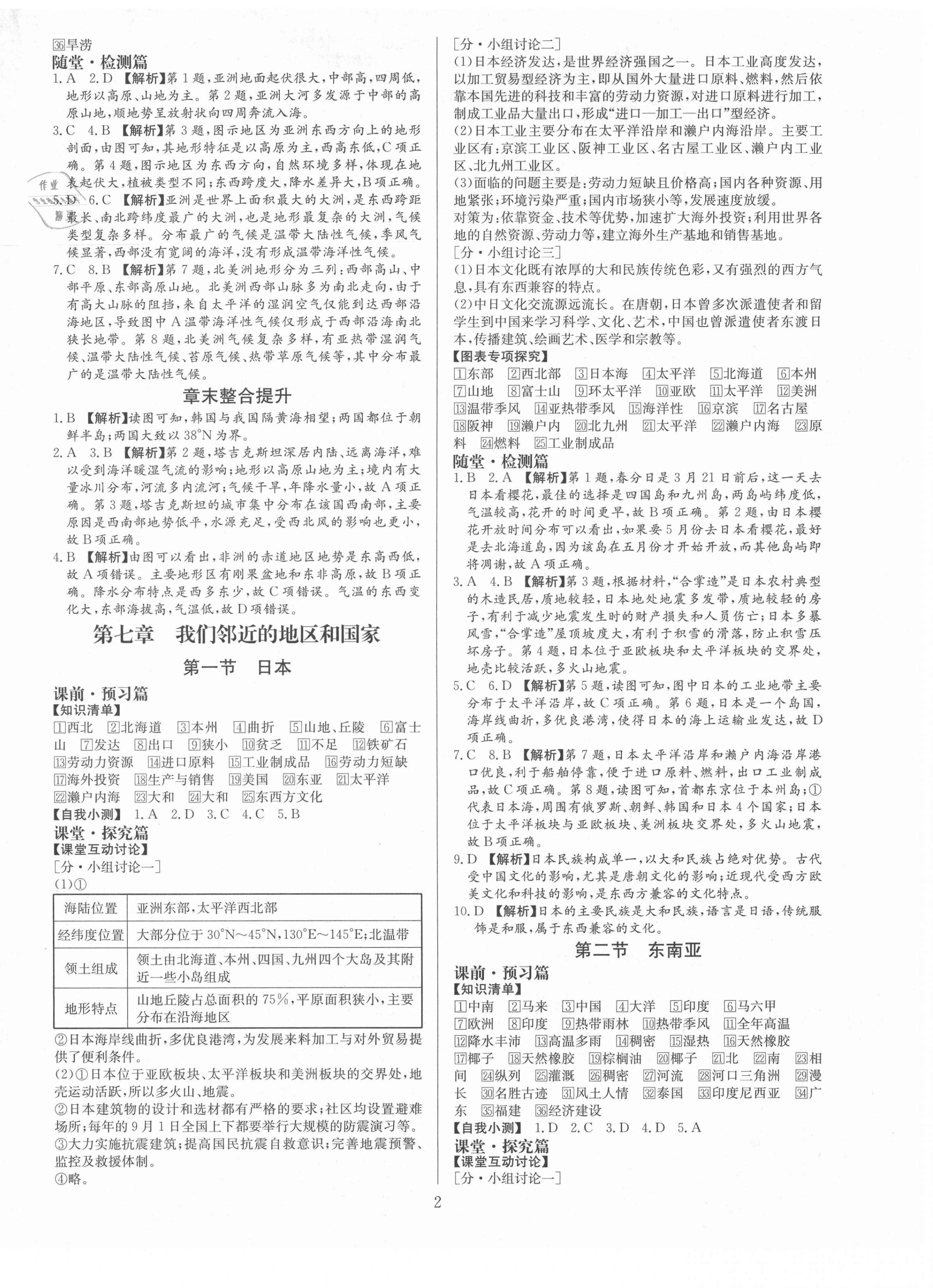 2021年金牌學(xué)典七年級(jí)地理下冊人教版廣東專版 第2頁