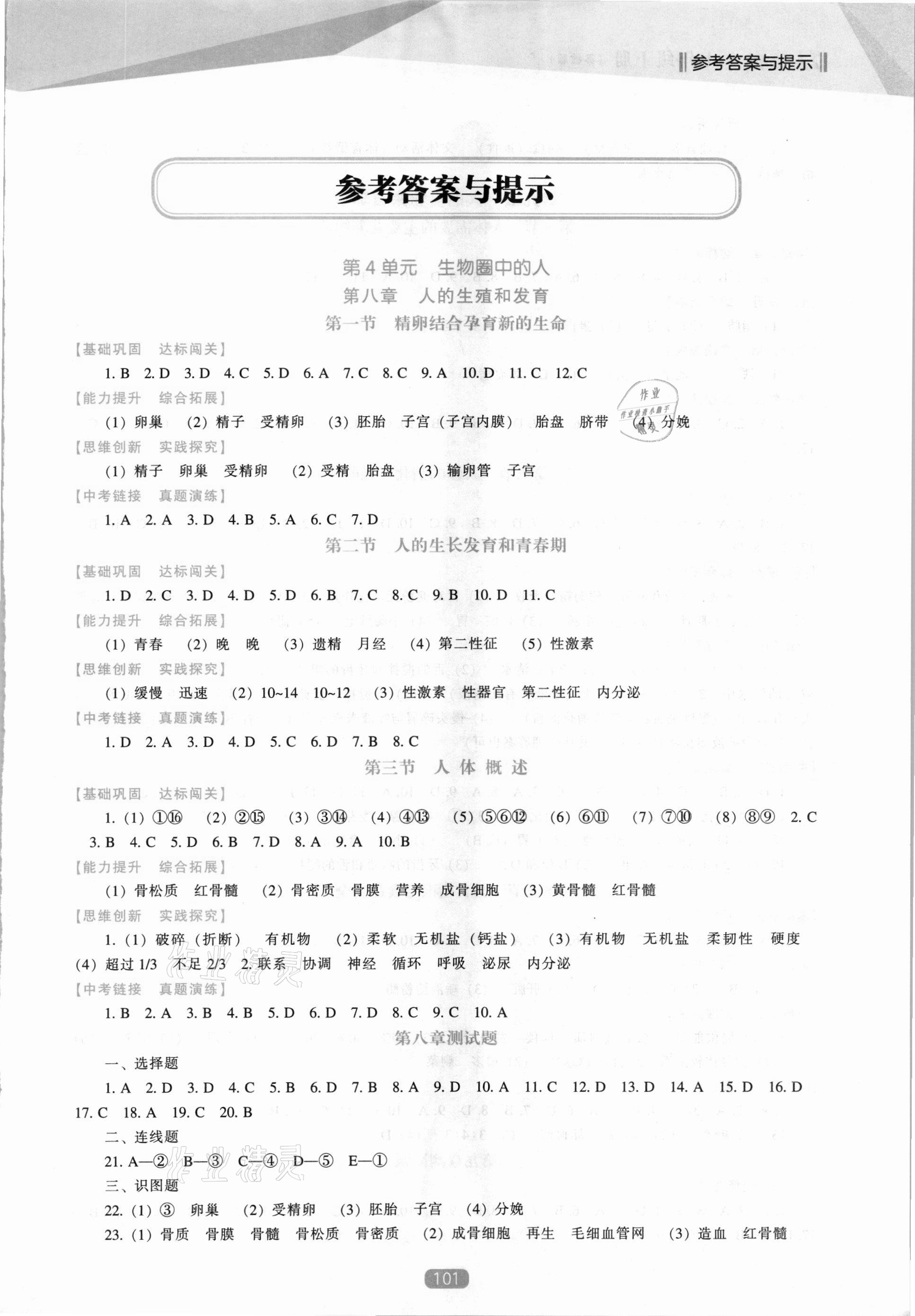 2021年新课程生物能力培养七年级生物下册苏教版 第1页