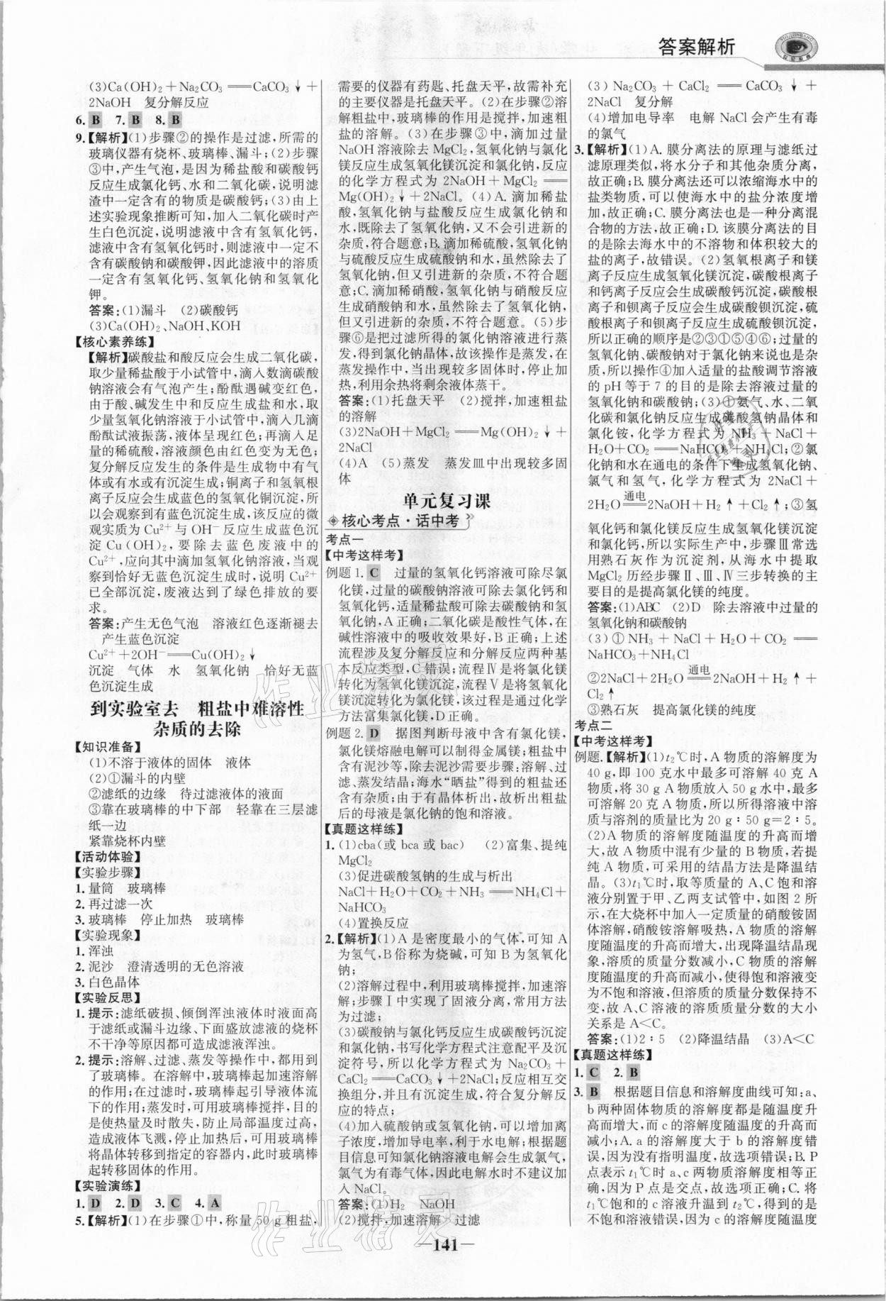 2021年世紀(jì)金榜金榜學(xué)案九年級(jí)化學(xué)下冊(cè)魯教版 參考答案第8頁(yè)