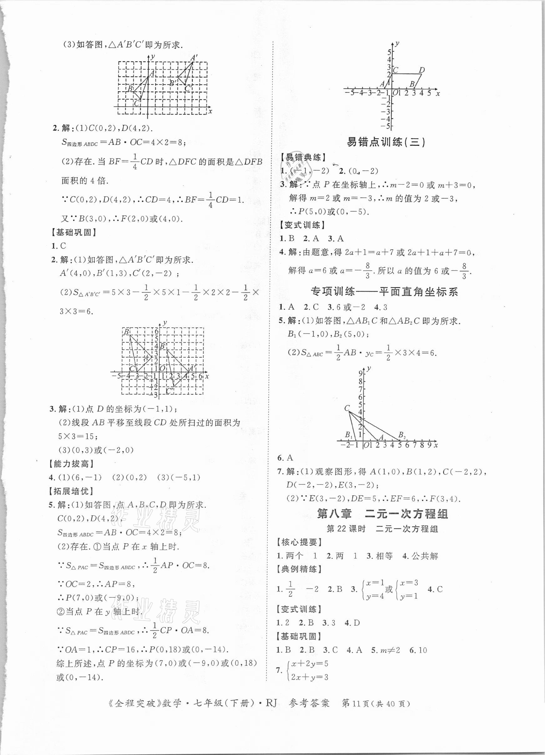 2021年全程突破七年級(jí)數(shù)學(xué)下冊(cè)人教版 參考答案第11頁(yè)