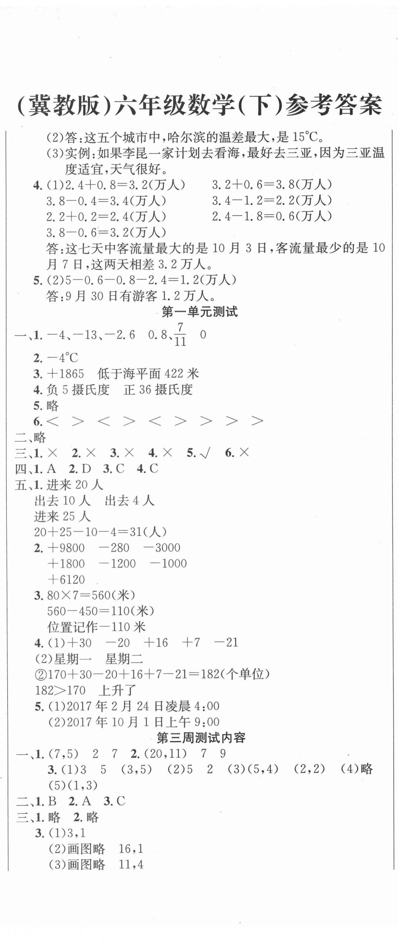 2021年精典考卷六年級數學下冊冀教版 第2頁