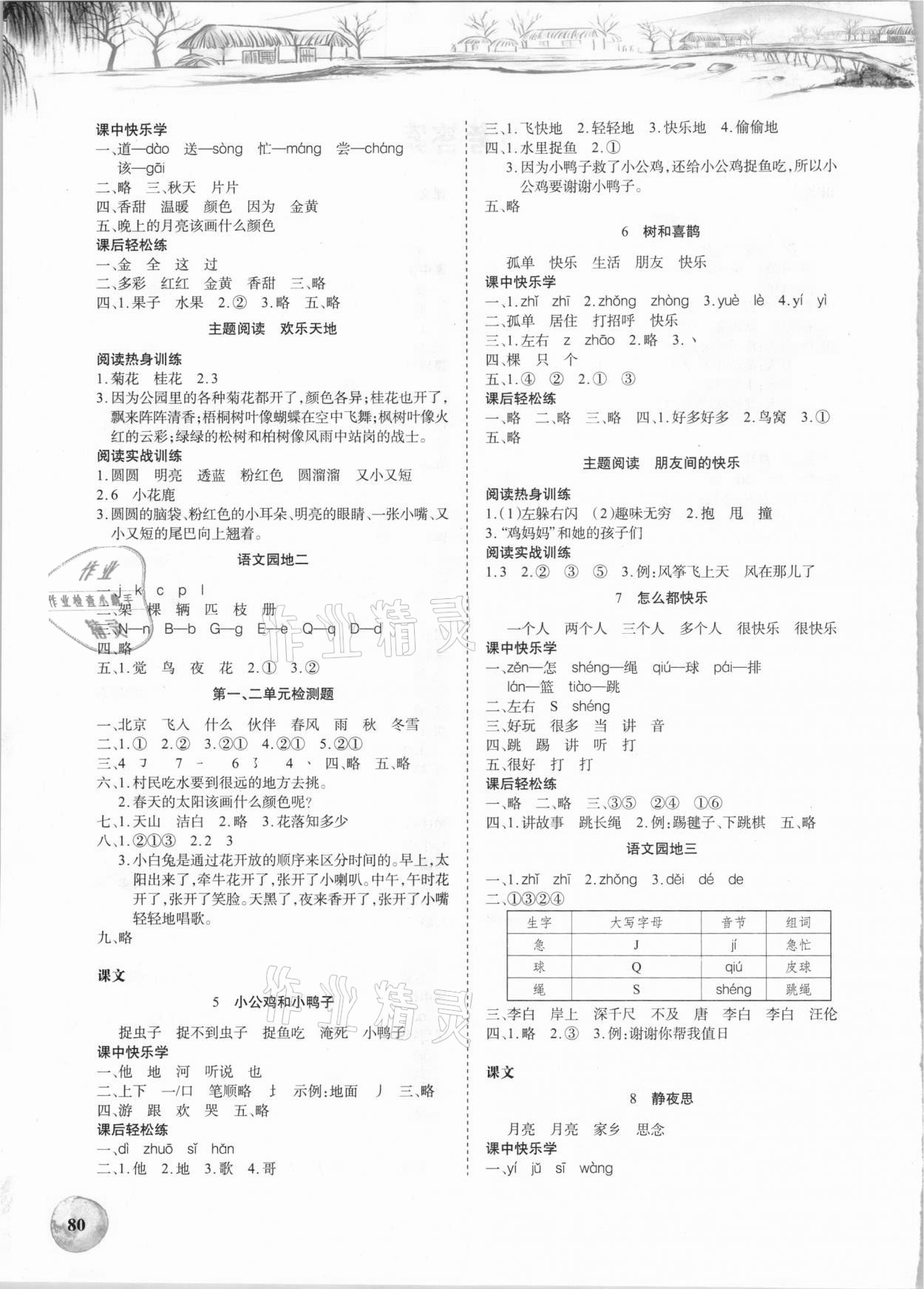 2021年長(zhǎng)江全能學(xué)案課堂作業(yè)一年級(jí)語文下冊(cè)人教版 第2頁