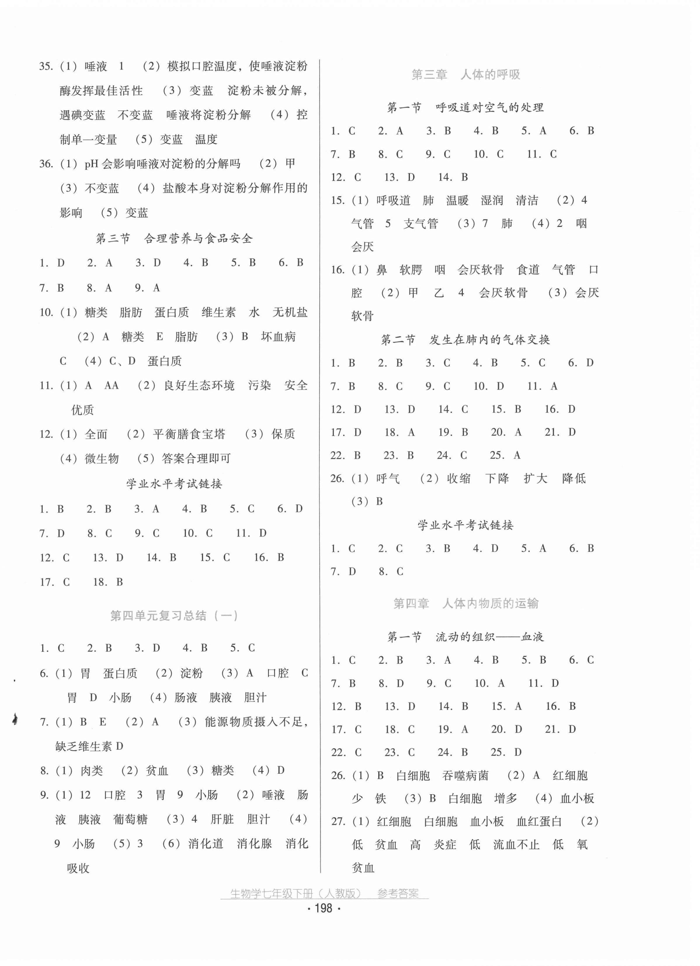 2021年云南省标准教辅优佳学案七年级生物下册人教版 第2页