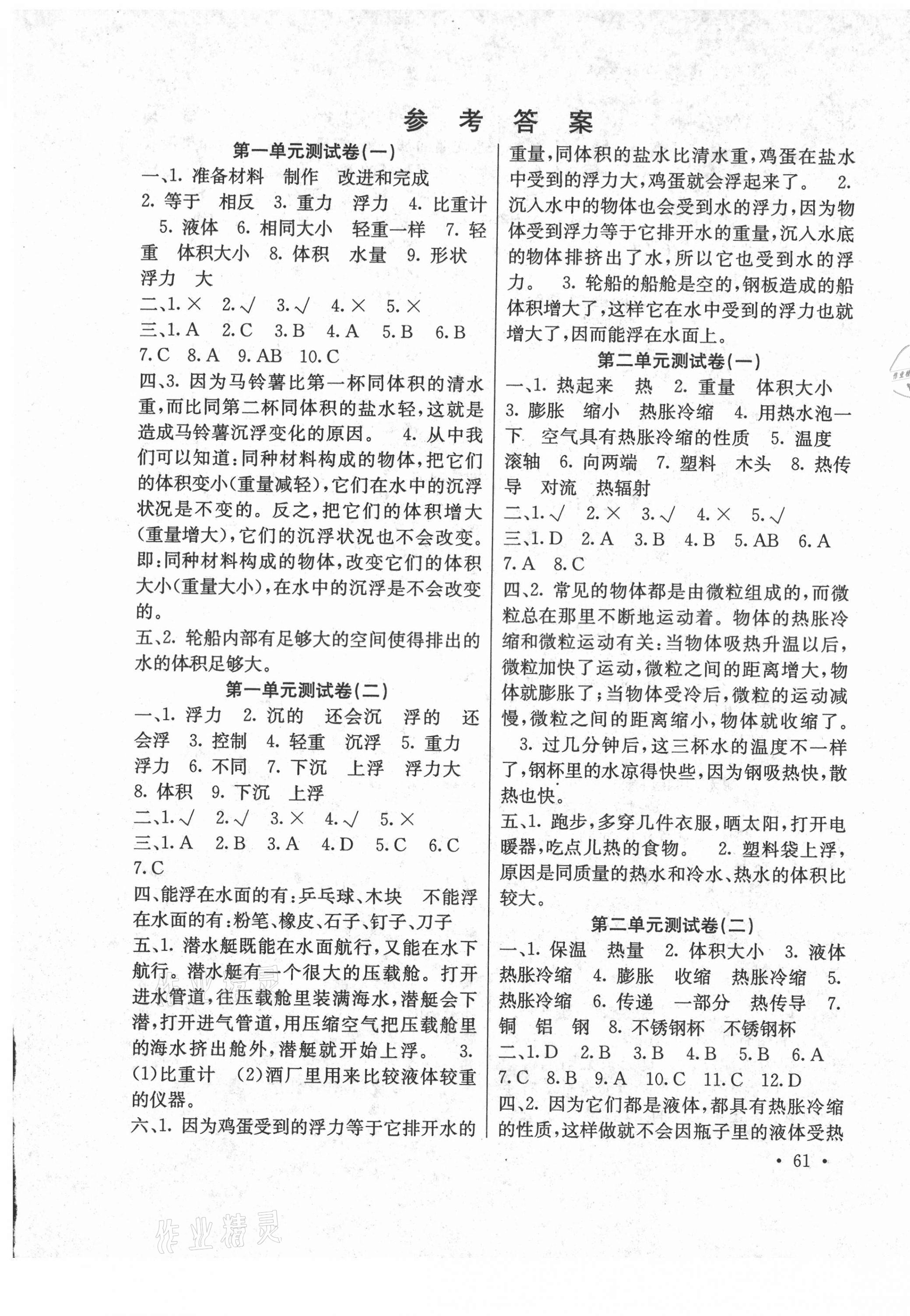 2021年贏課堂單元測試卷五年級科學(xué)下冊教科版 第1頁