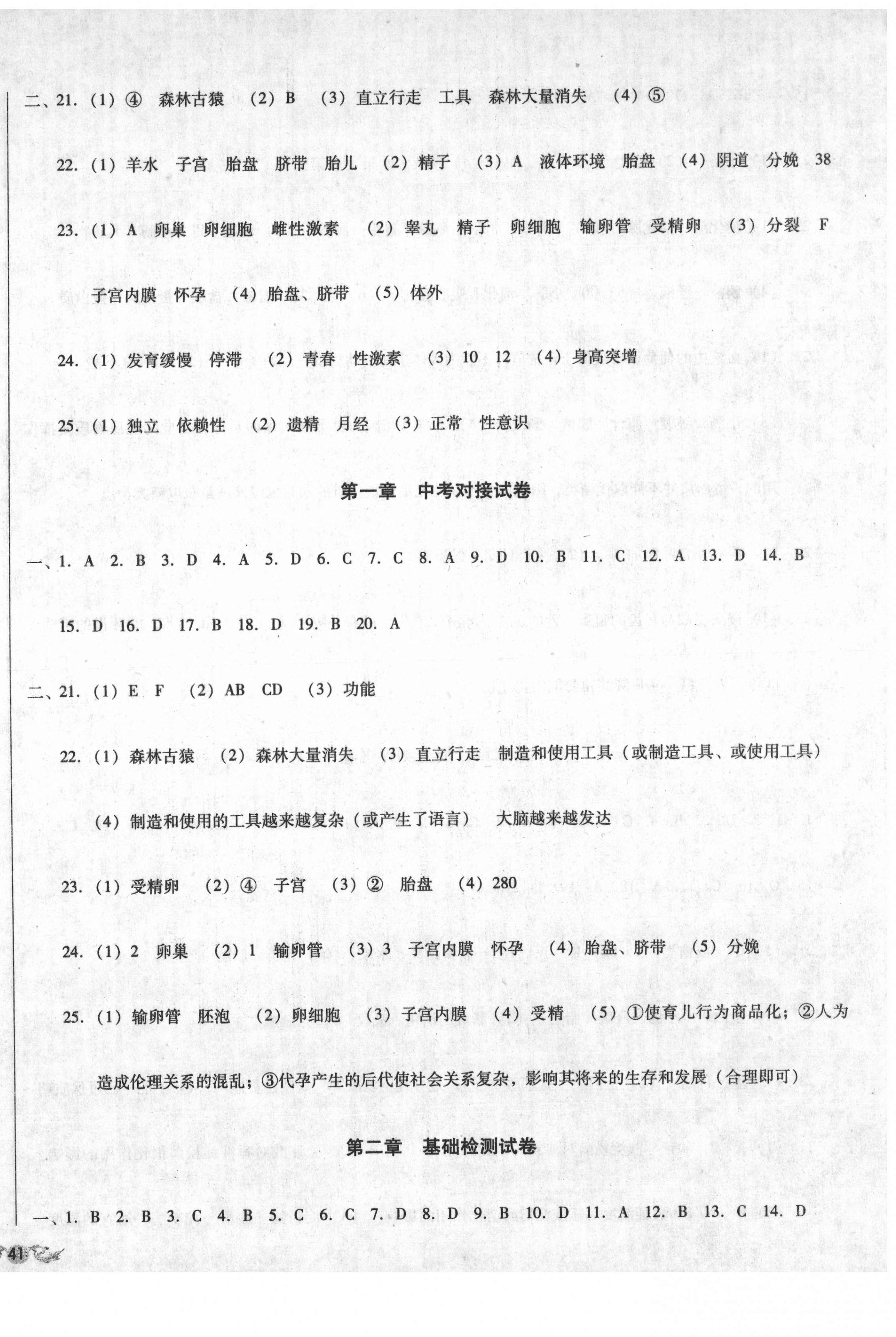 2021年單元加期末復習與測試七年級生物下冊人教版 第2頁