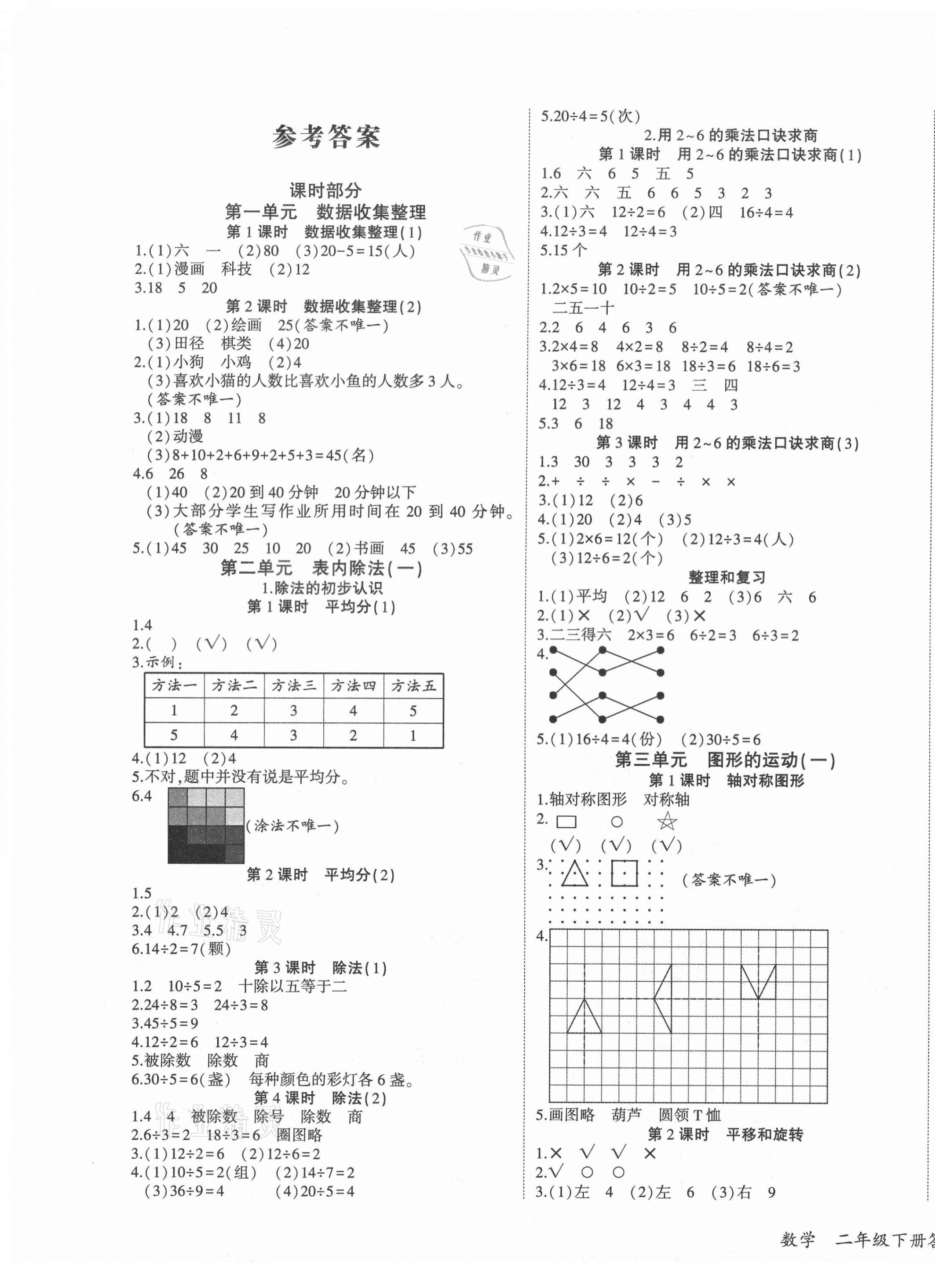 2021年優派全能檢測二年級數學下冊人教版 第1頁
