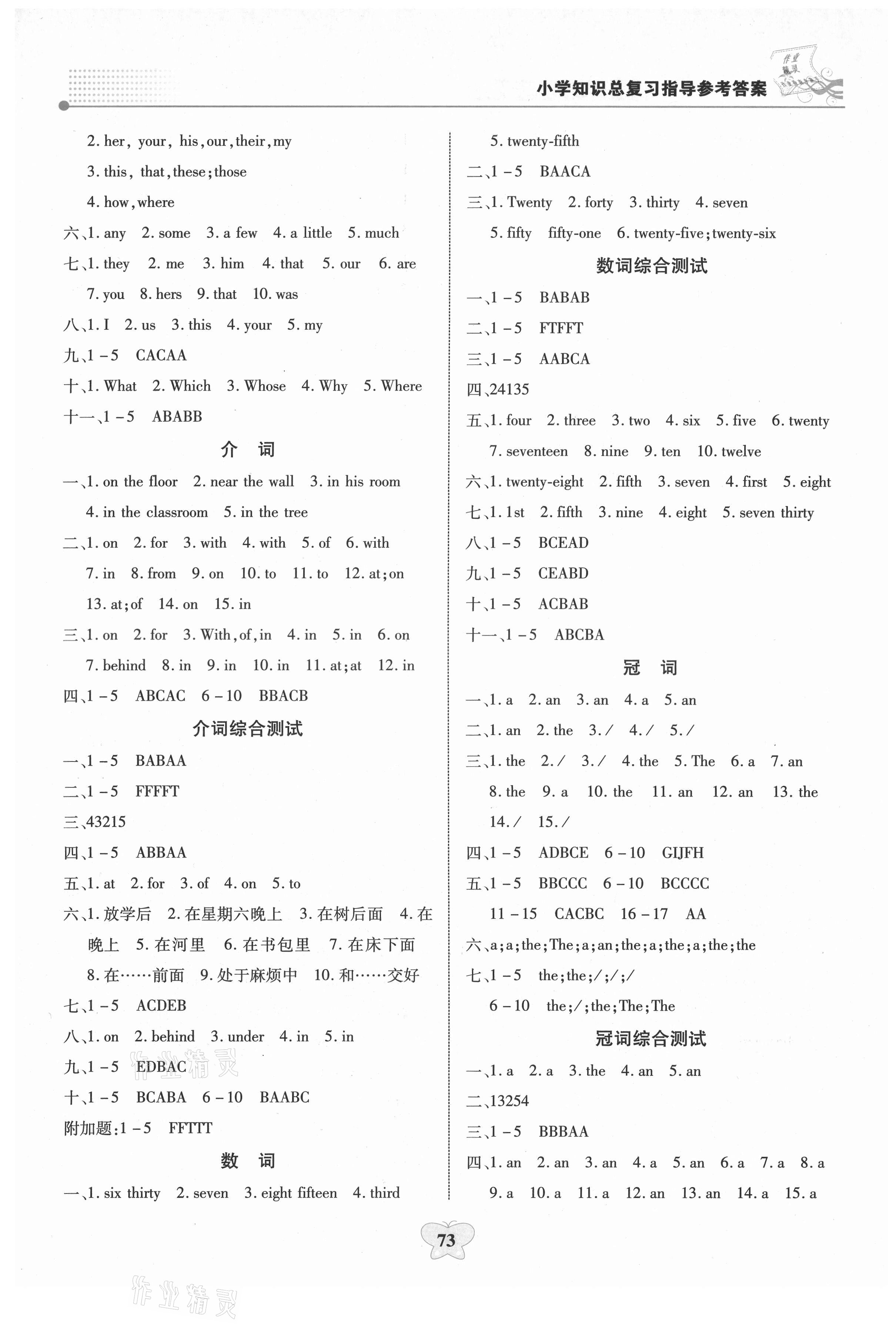 2021年大顯身手小學(xué)知識總復(fù)習(xí)指導(dǎo)與檢測英語B版 參考答案第4頁