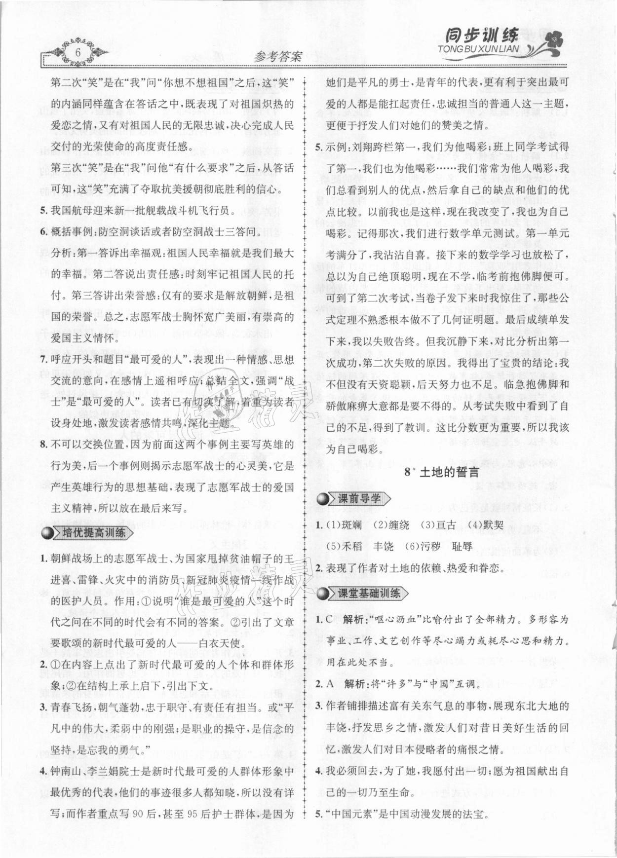 2021年同步訓練創(chuàng)新作業(yè)七年級語文下冊人教版 第6頁