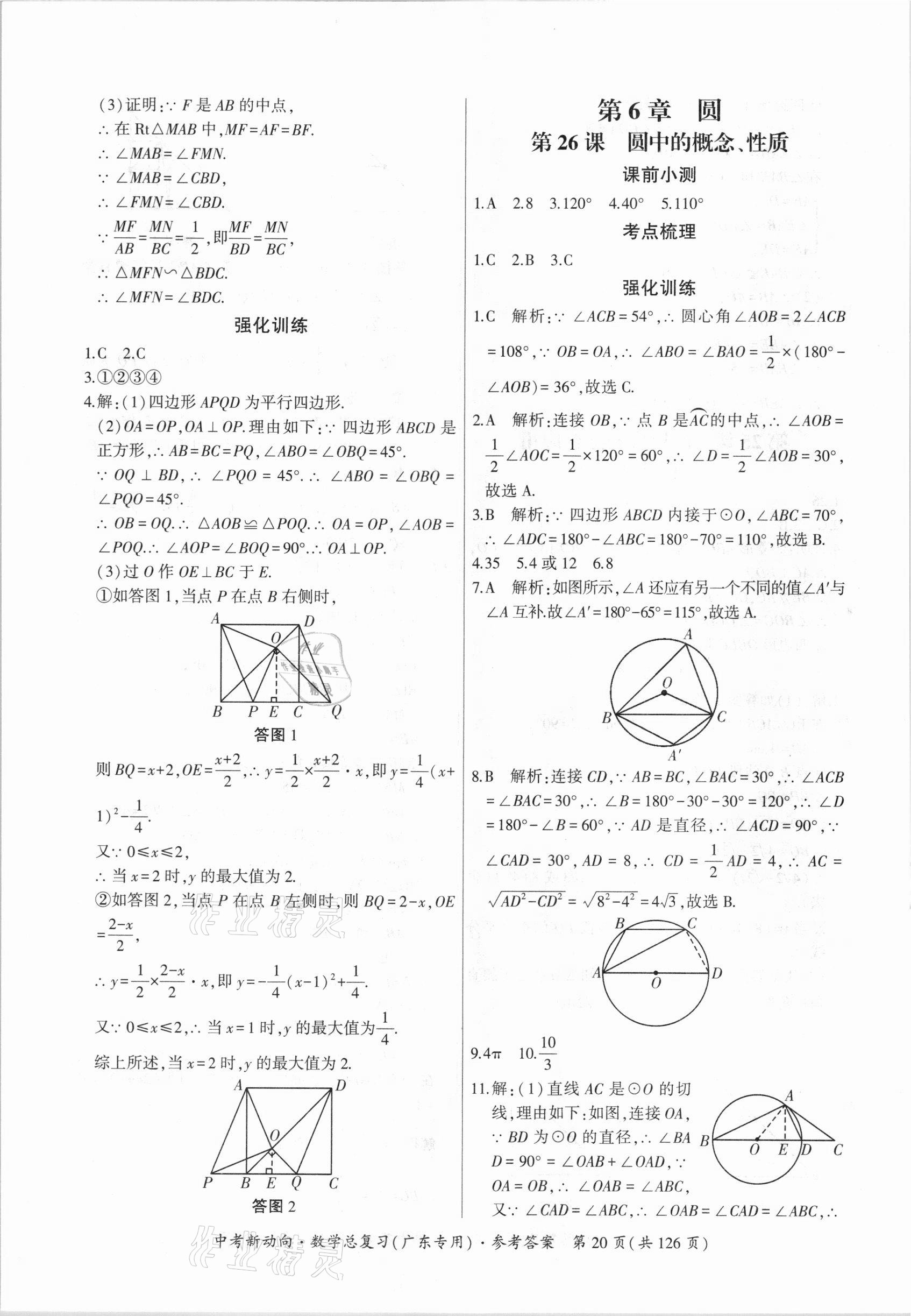 2021年中考新动向数学广东专版 参考答案第20页