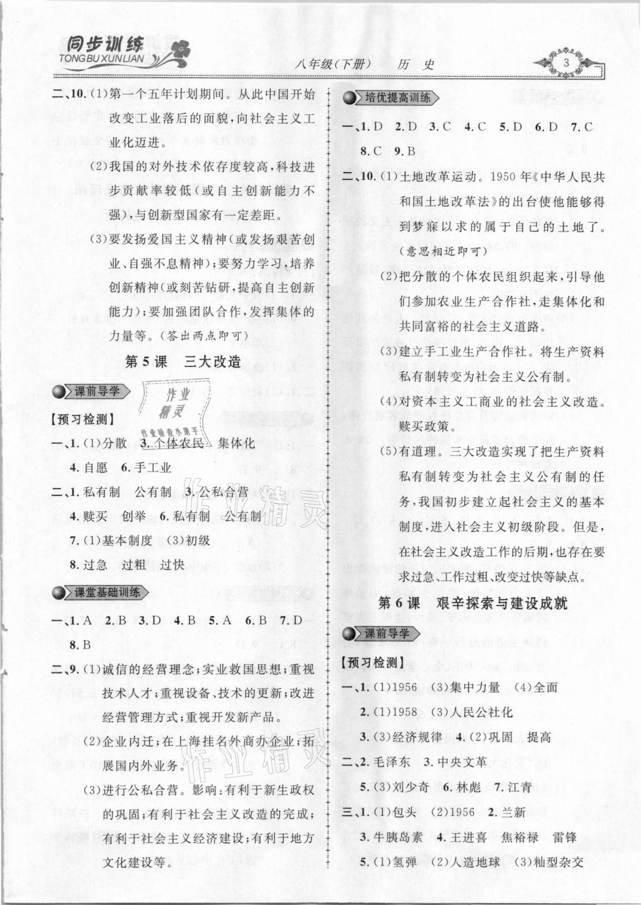 2021年同步訓練創(chuàng)新作業(yè)八年級歷史下冊人教版 第3頁