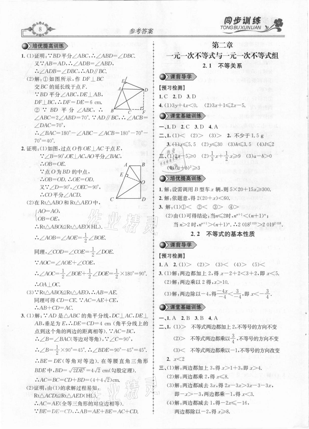 2021年同步訓練創(chuàng)新作業(yè)八年級數(shù)學下冊北師大版 第8頁