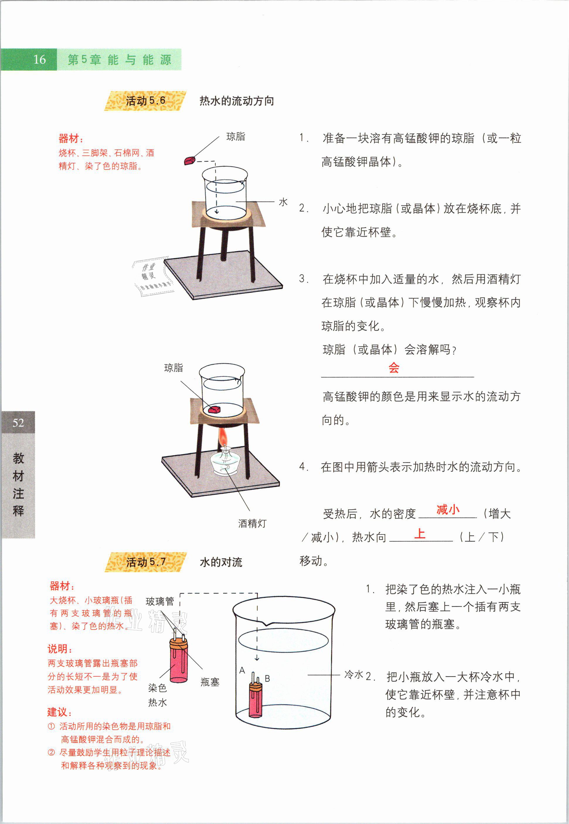 2021年教材课本六年级科学第二学期沪教版54制 参考答案第16页