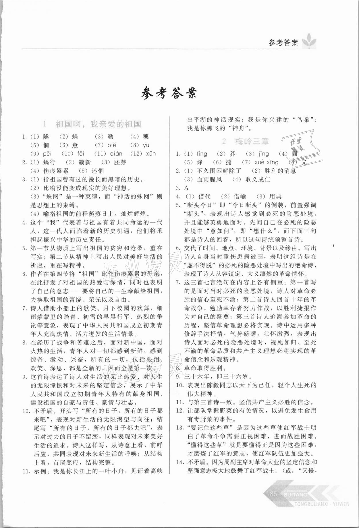 2021年随堂同步练习九年级语文下册人教版 第1页