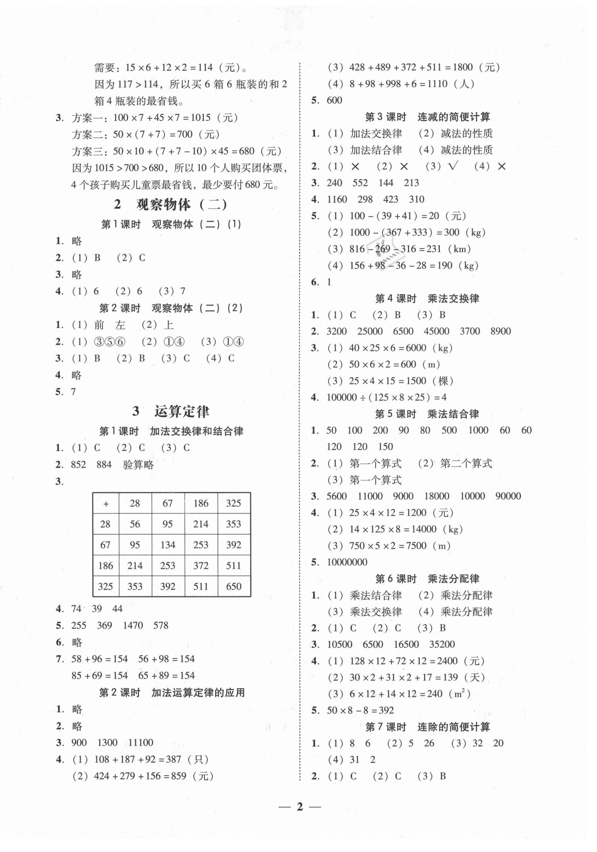 2021年家校導(dǎo)學(xué)四年級數(shù)學(xué)下冊人教版 第2頁