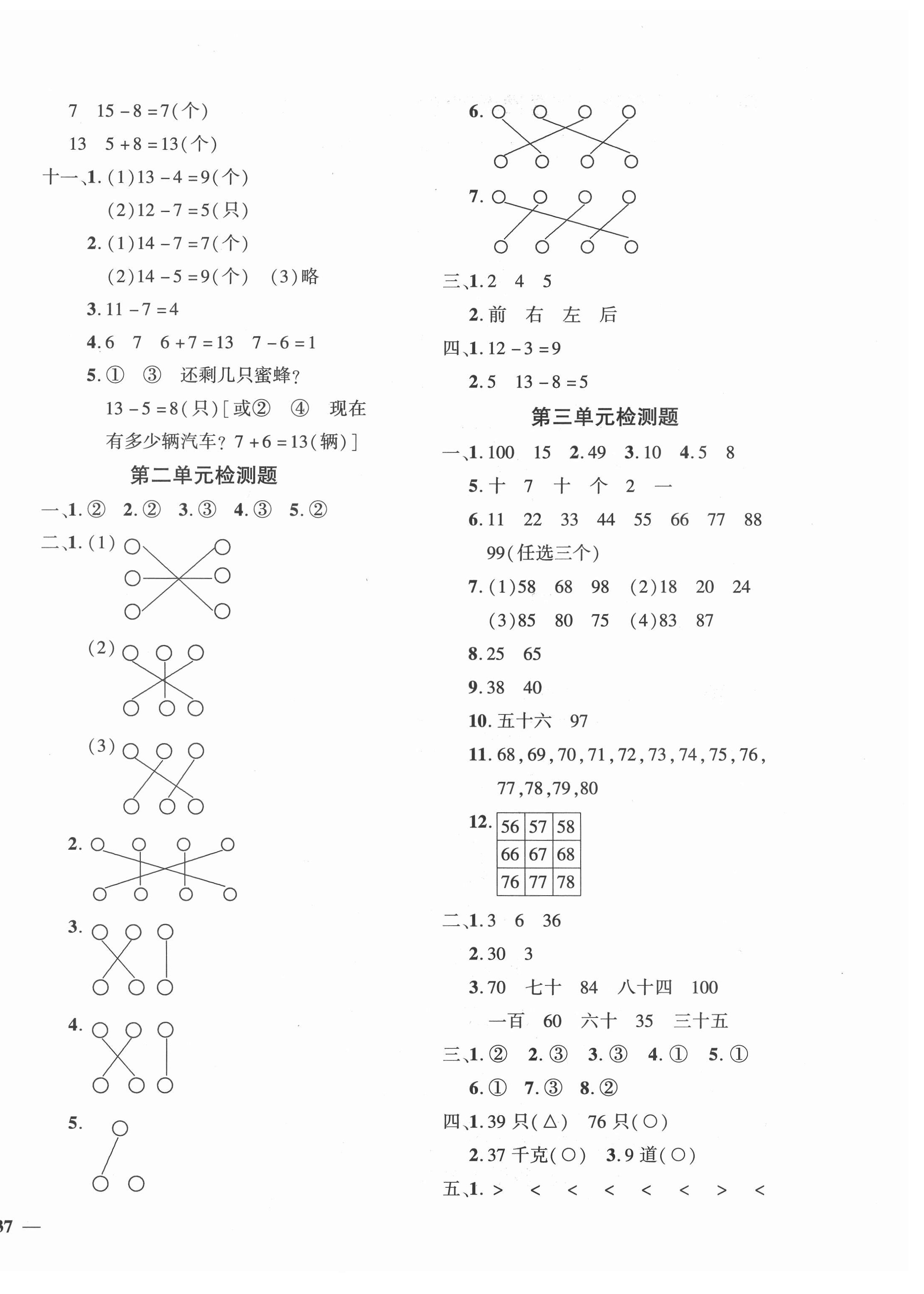 2021年黃岡360度定制密卷一年級數(shù)學(xué)下冊北師大版江西專版 第2頁