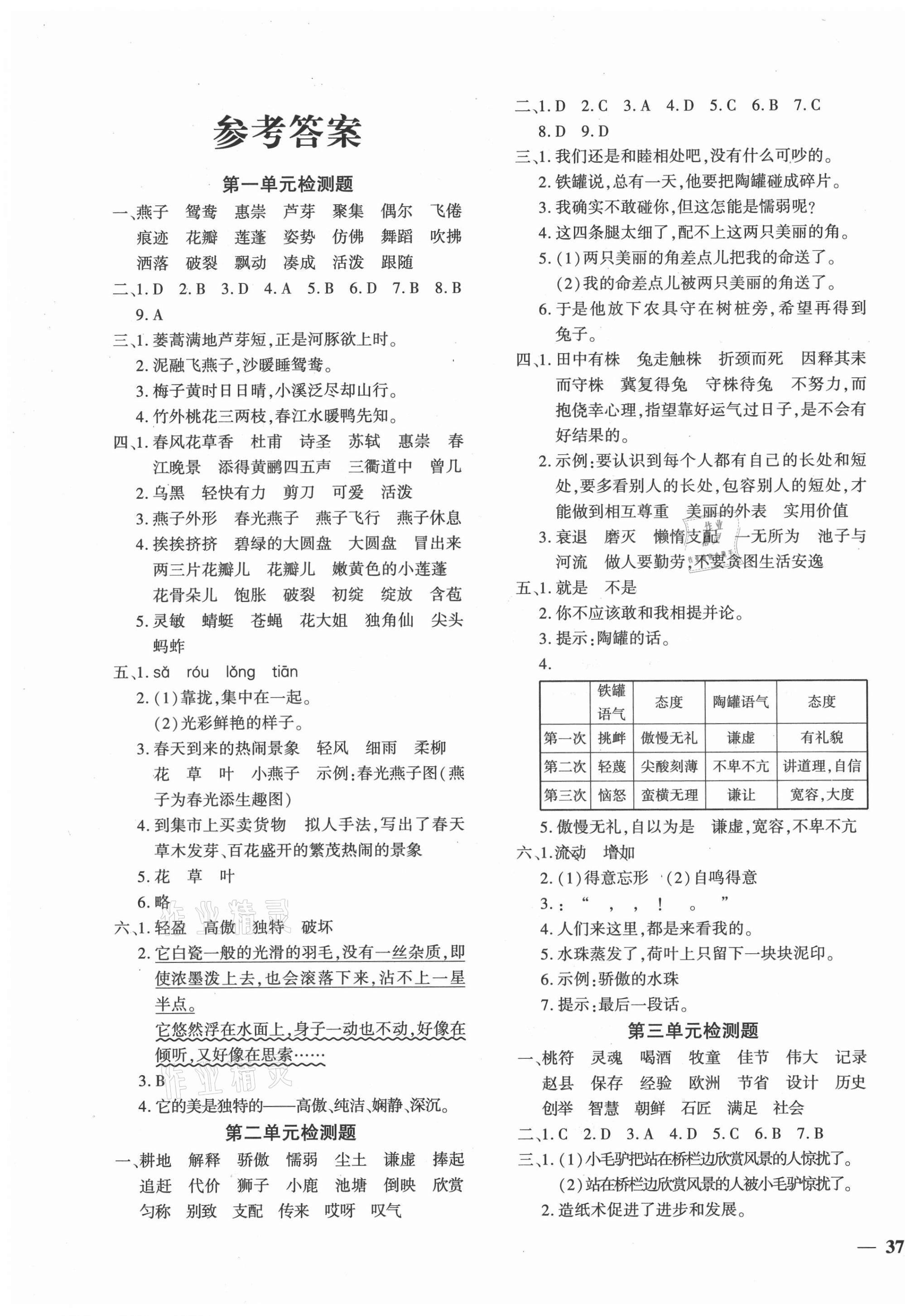 2021年黄冈360度定制密卷三年级语文下册人教版江西专版 第1页