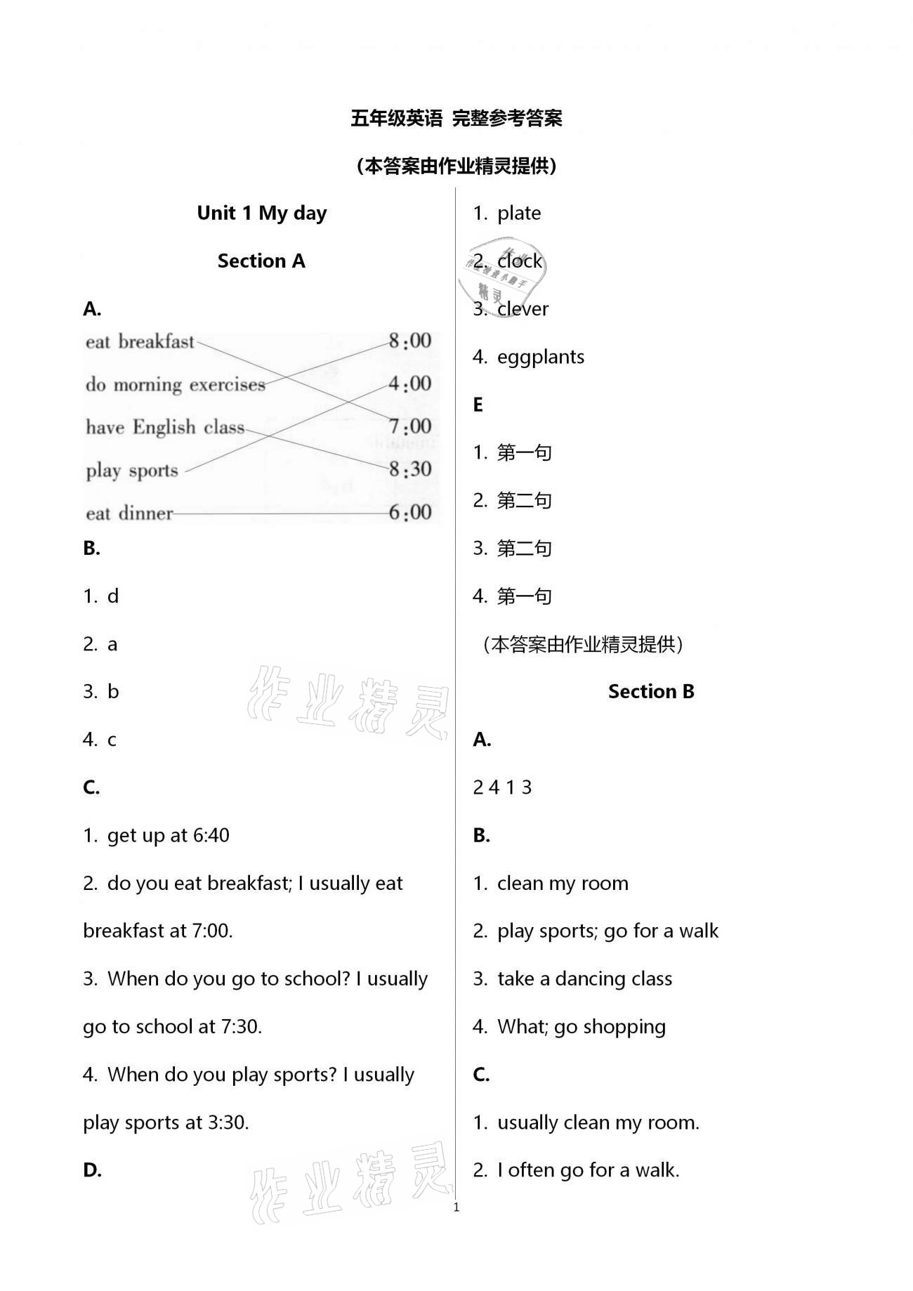 2021年新課堂同步學(xué)習(xí)與探究五年級英語下學(xué)期人教版棗莊專版 第1頁