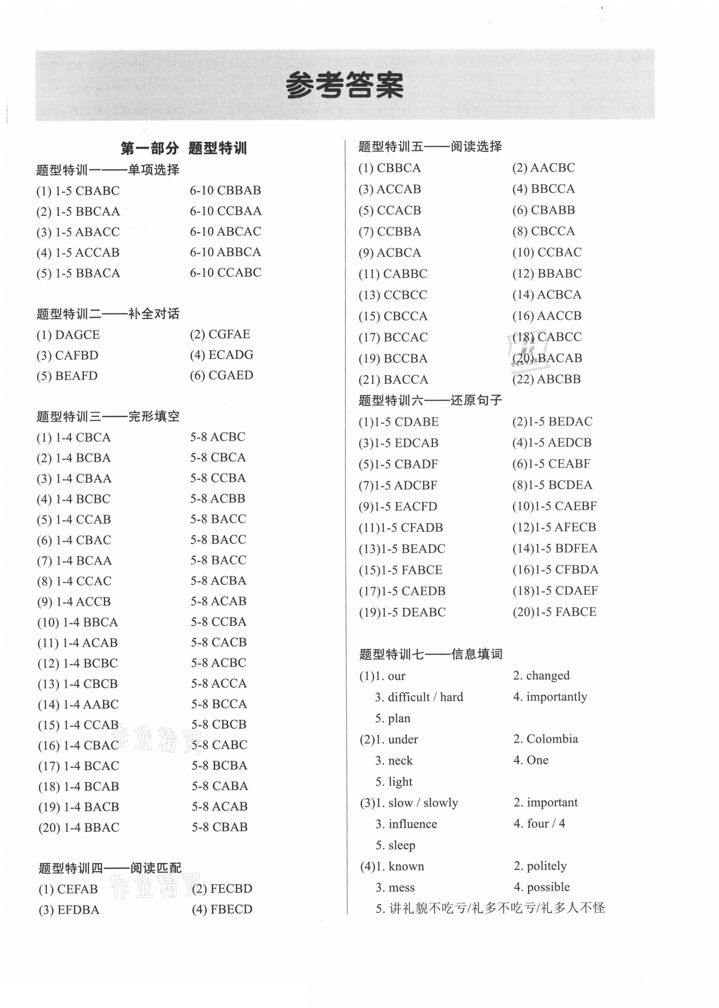 2021年山西中考提分特訓英語 第1頁