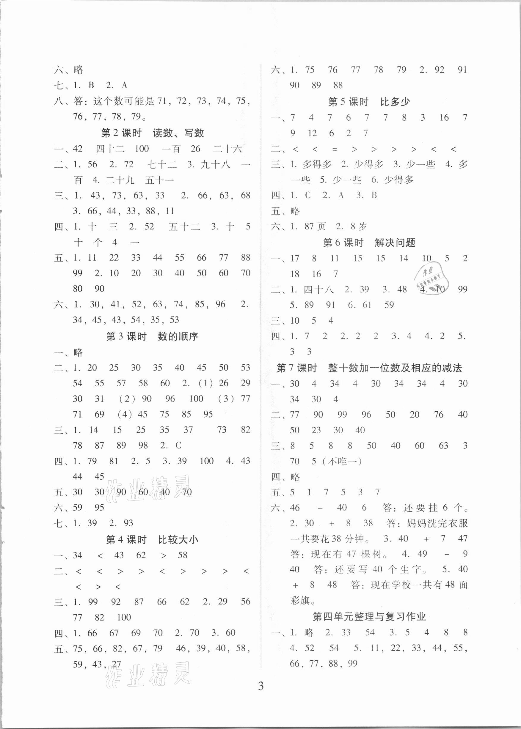 2021年名校核心作業(yè)本練習(xí)加檢測(cè)一年級(jí)數(shù)學(xué)下冊(cè)人教版 第3頁(yè)