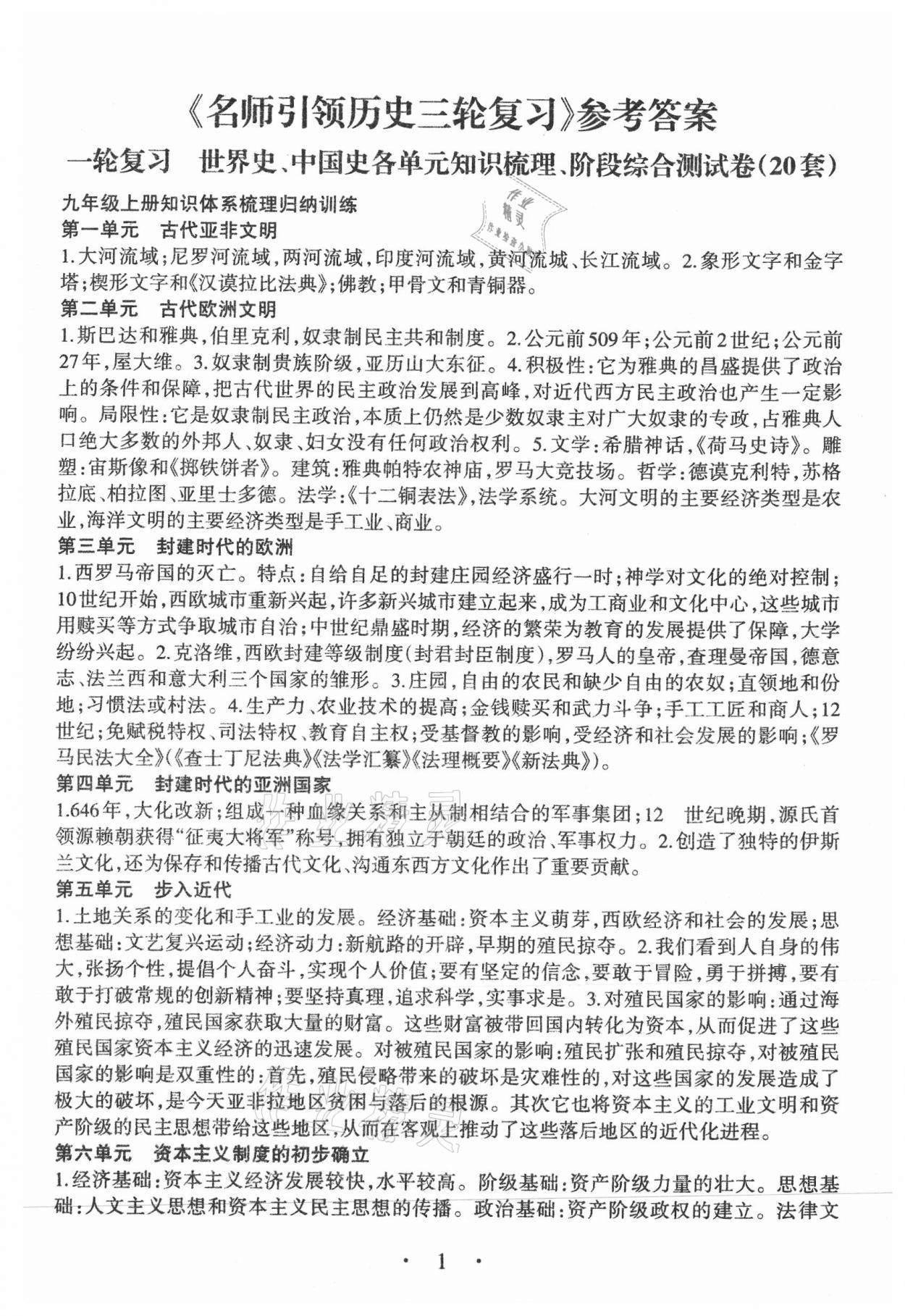 2021年名師引領歷史三輪復習 第1頁
