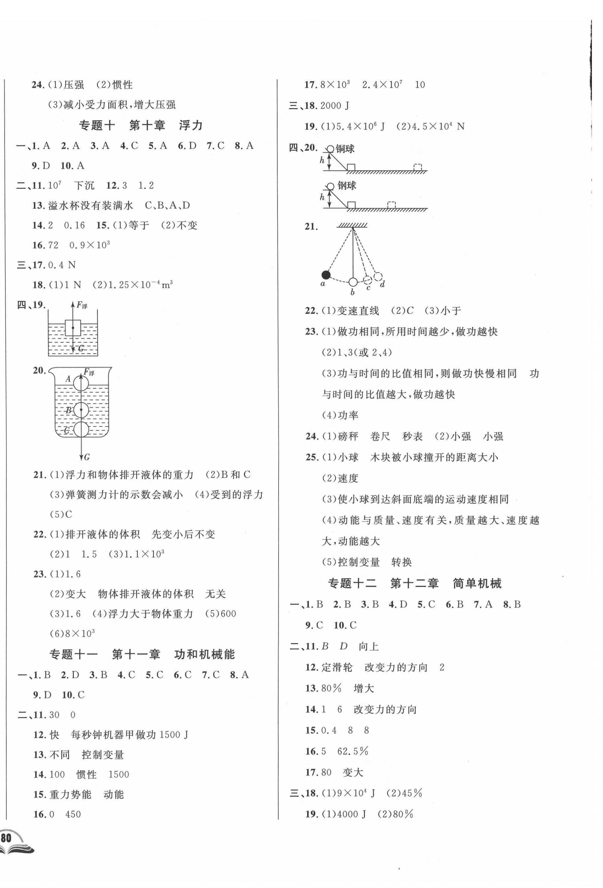 2021年勝券在握初中總復(fù)習(xí)物理人教版長春專版 參考答案第4頁