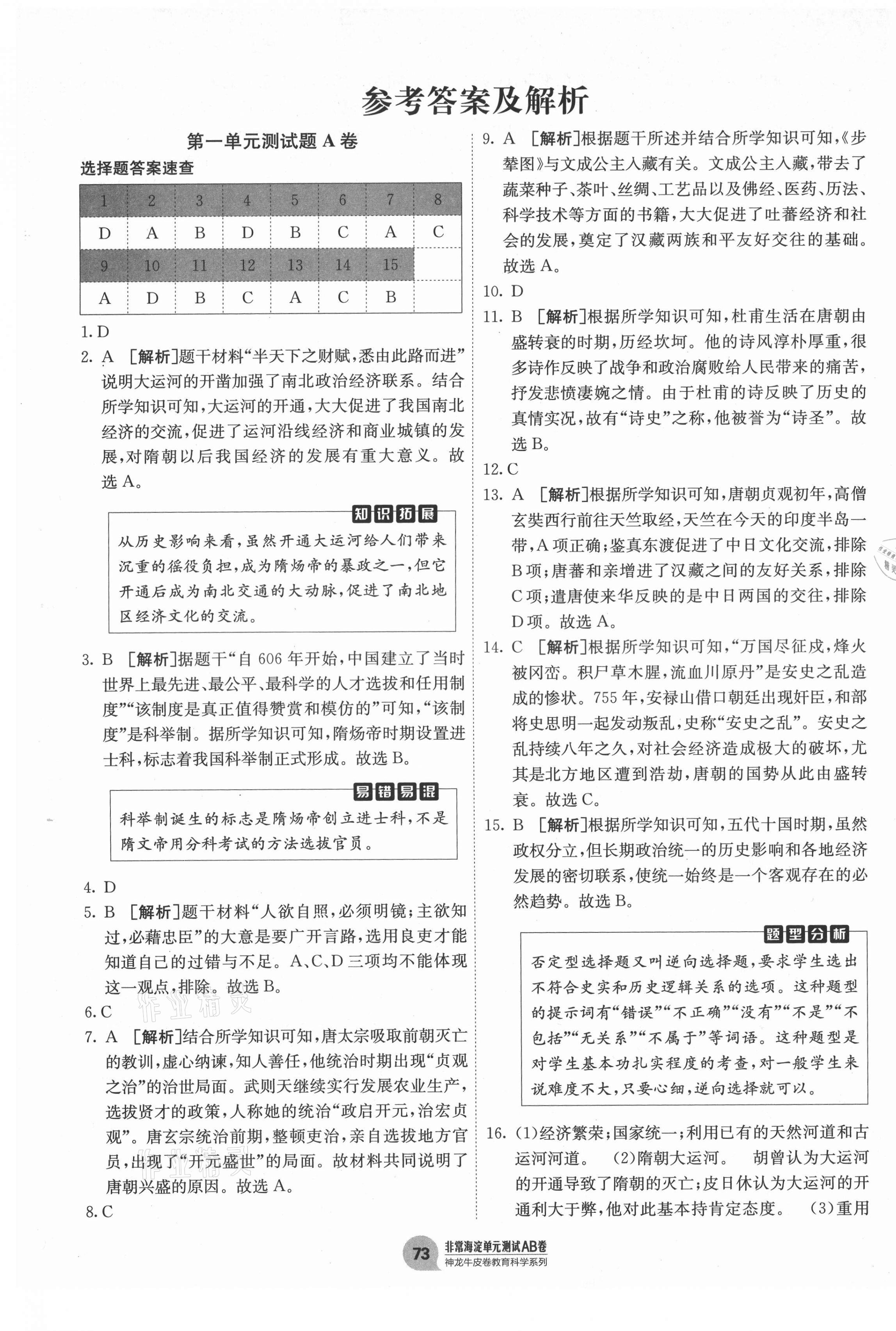 2021年海淀單元測試AB卷七年級(jí)歷史下冊(cè)人教版 第1頁