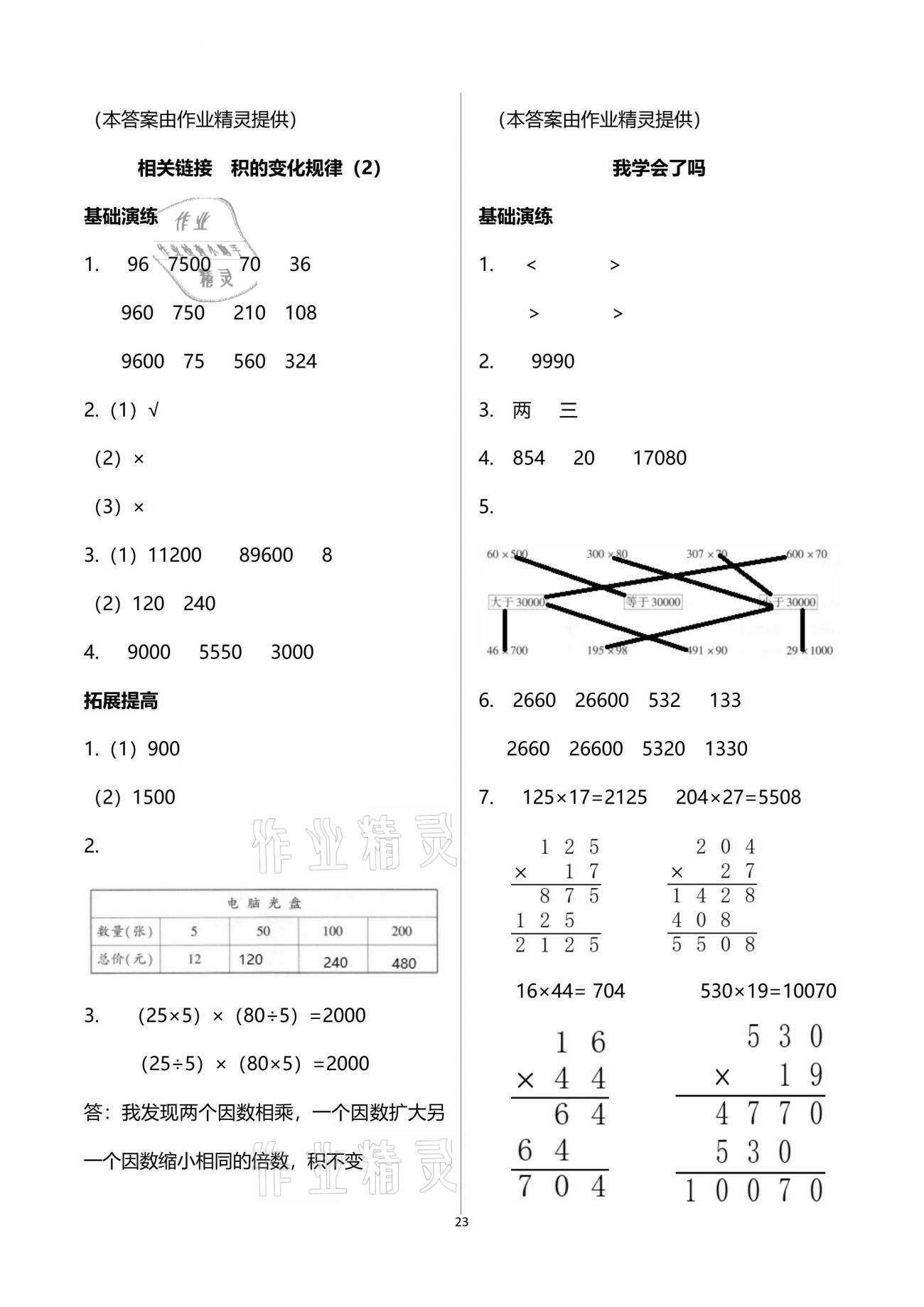 2021年同步練習(xí)冊三年級數(shù)學(xué)下冊青島版54制淄博專版青島出版社 參考答案第23頁