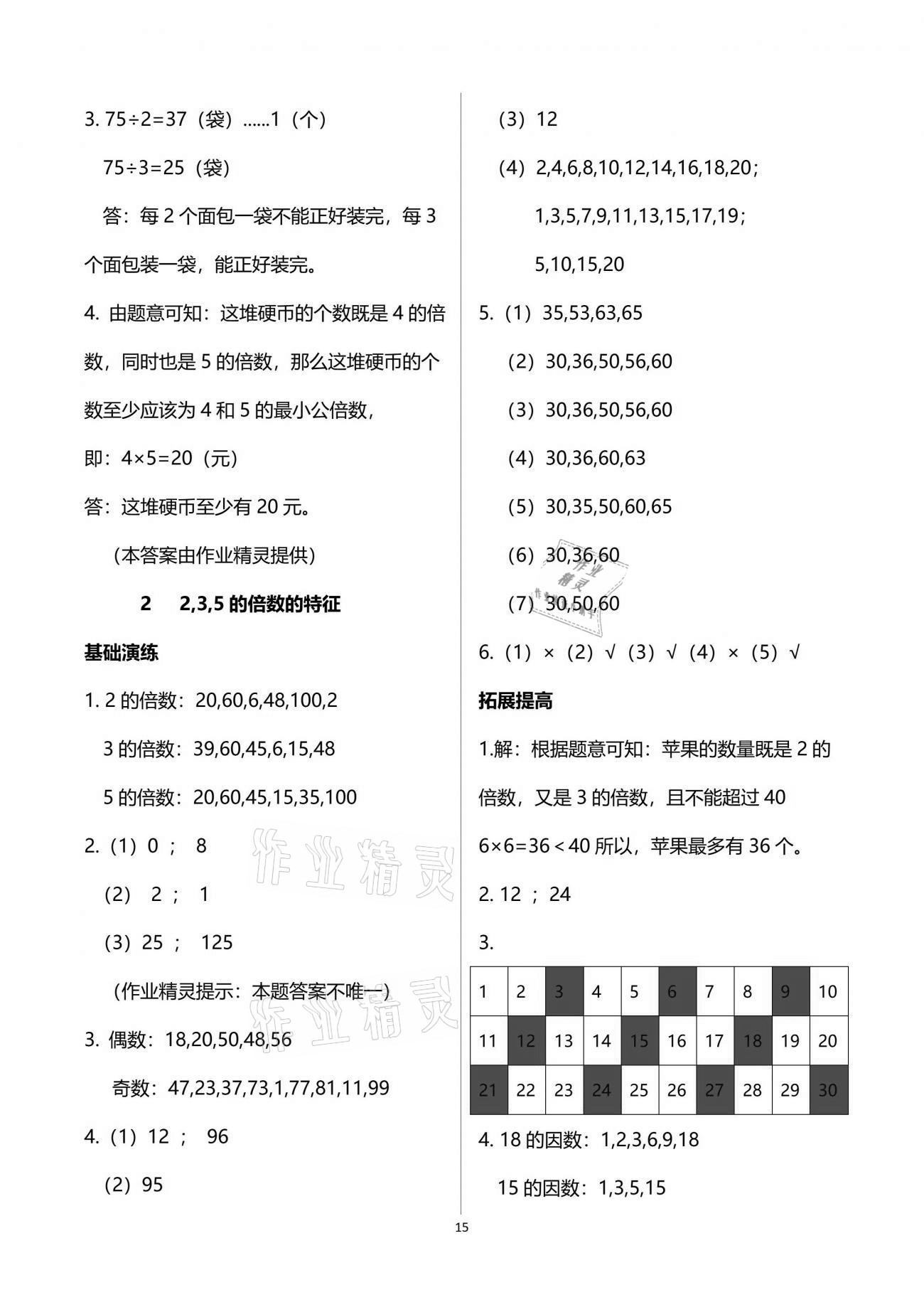 2021年小学同步练习册四年级数学下册青岛版54制淄博专版青岛出版社 参考答案第15页