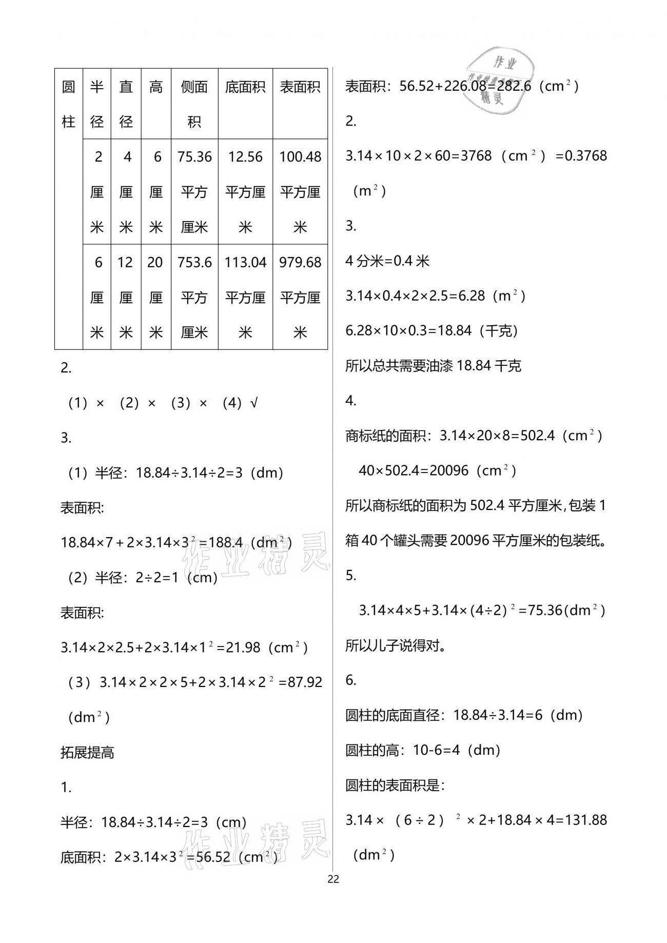 2021年小学同步练习册五年级数学下册青岛版淄博专版54制青岛出版社 参考答案第22页