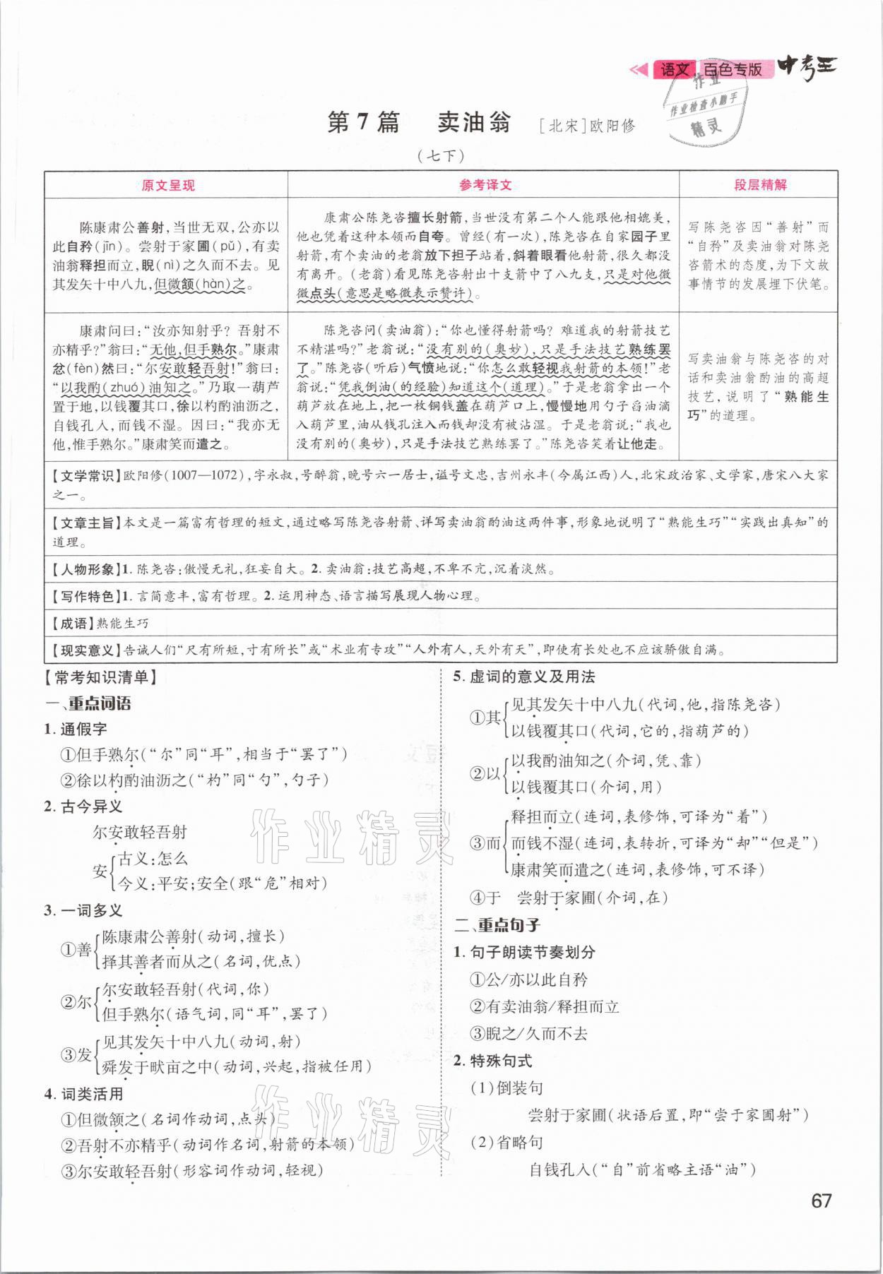 2021年鴻鵠志文化百色中考命題研究中考王語文 參考答案第65頁