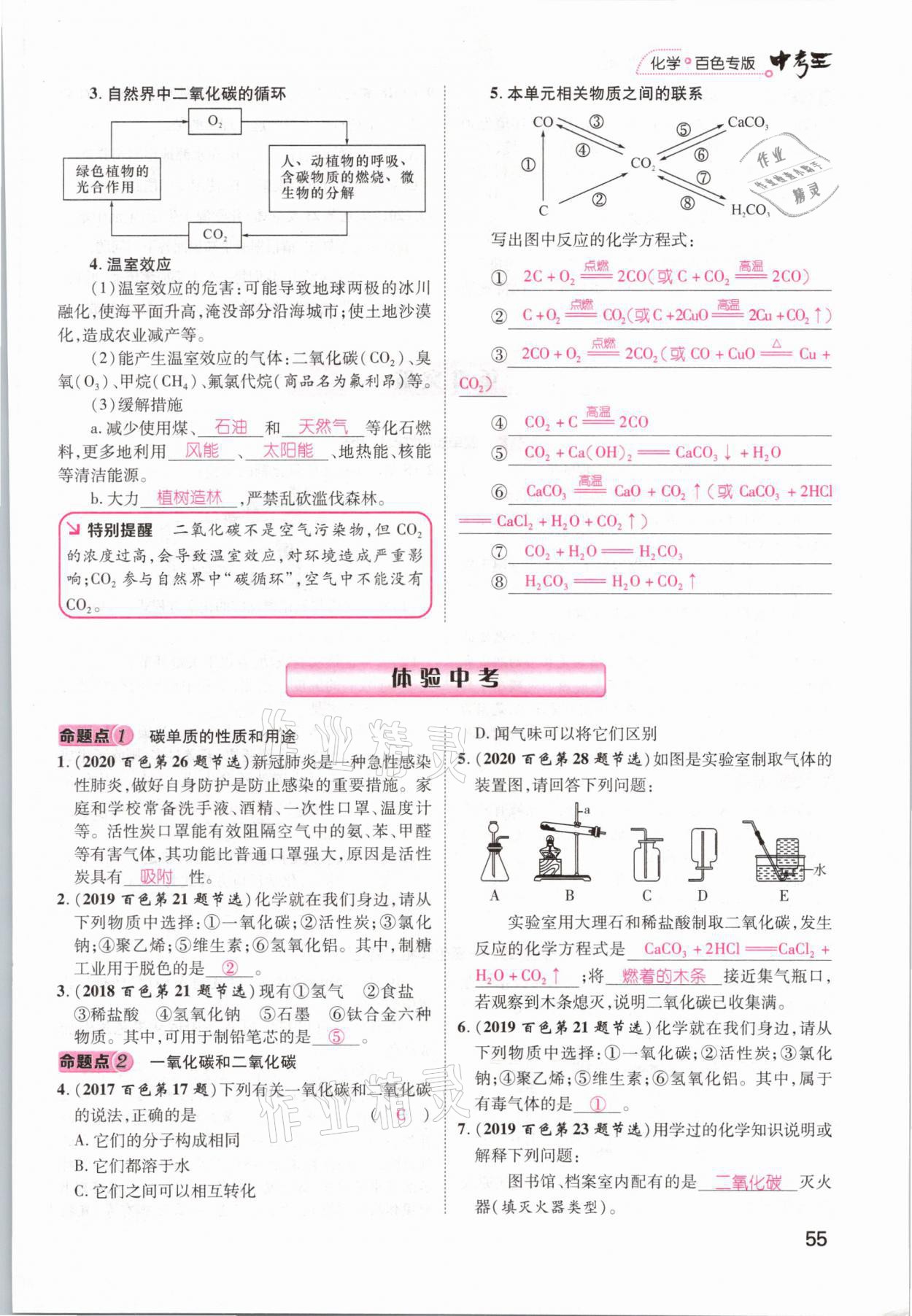 2021年鴻鵠志文化百色中考命題研究中考王化學(xué) 參考答案第47頁(yè)