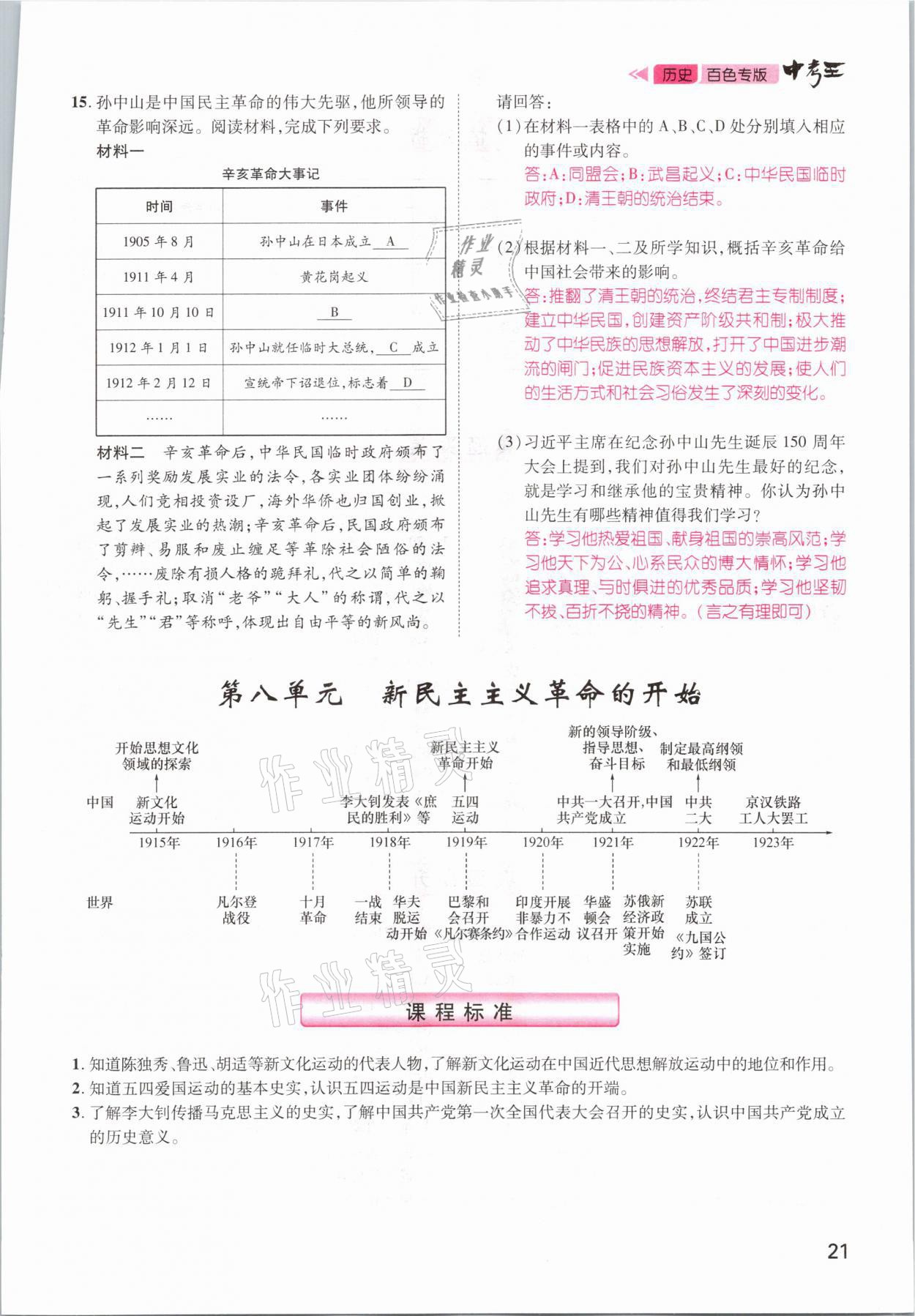 2021年鴻鵠志文化百色中考命題研究中考王歷史 參考答案第21頁