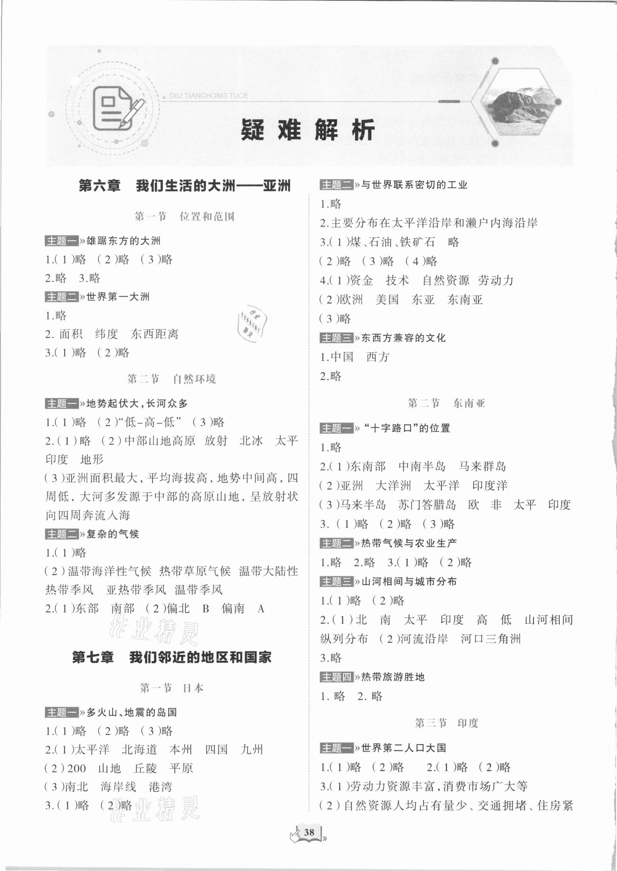 2021年初中地理填充圖冊六年級下冊魯教版54制山東科學(xué)技術(shù)出版社 參考答案第1頁