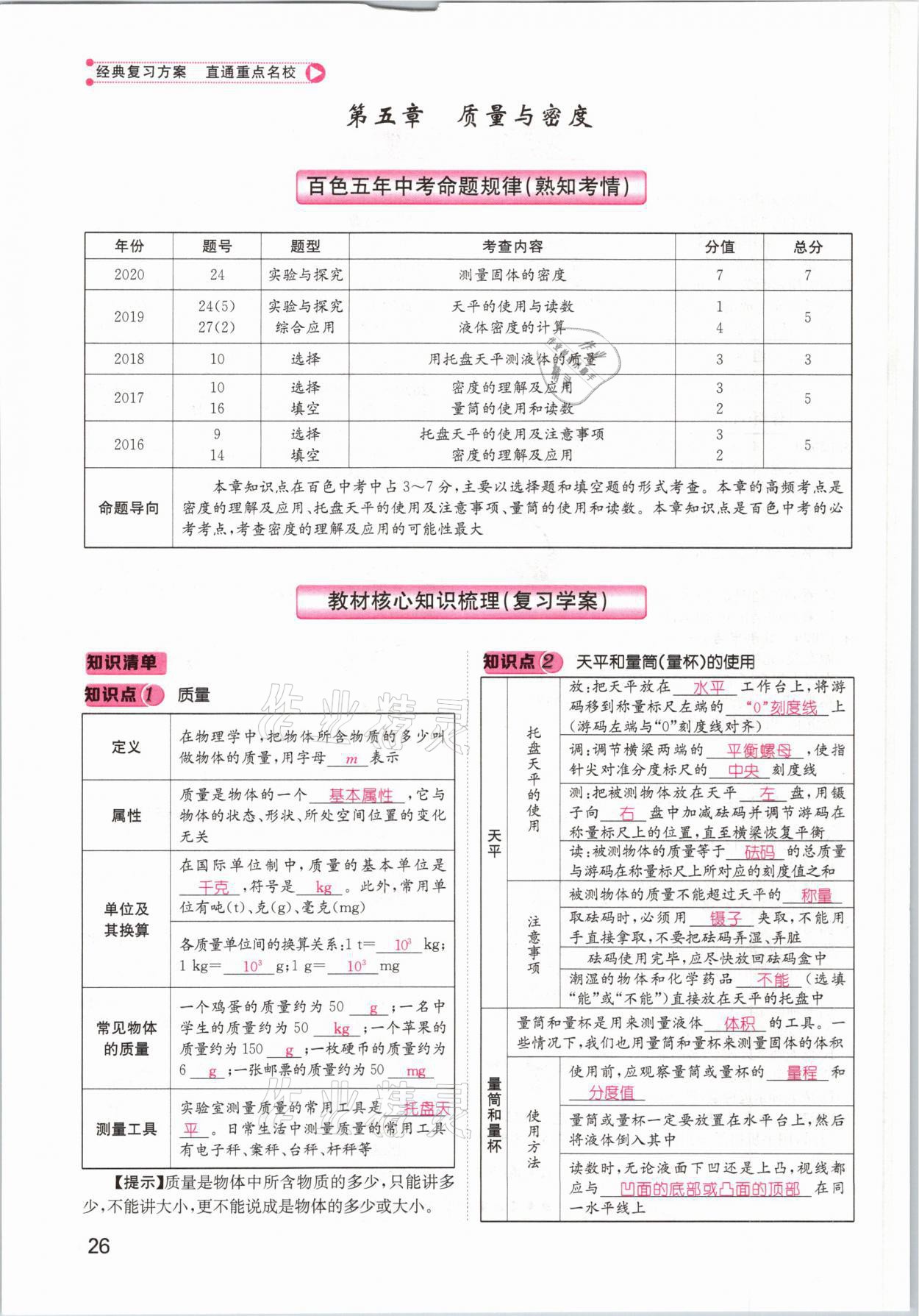 2021年鴻鵠志文化百色中考命題研究中考王物理 參考答案第26頁