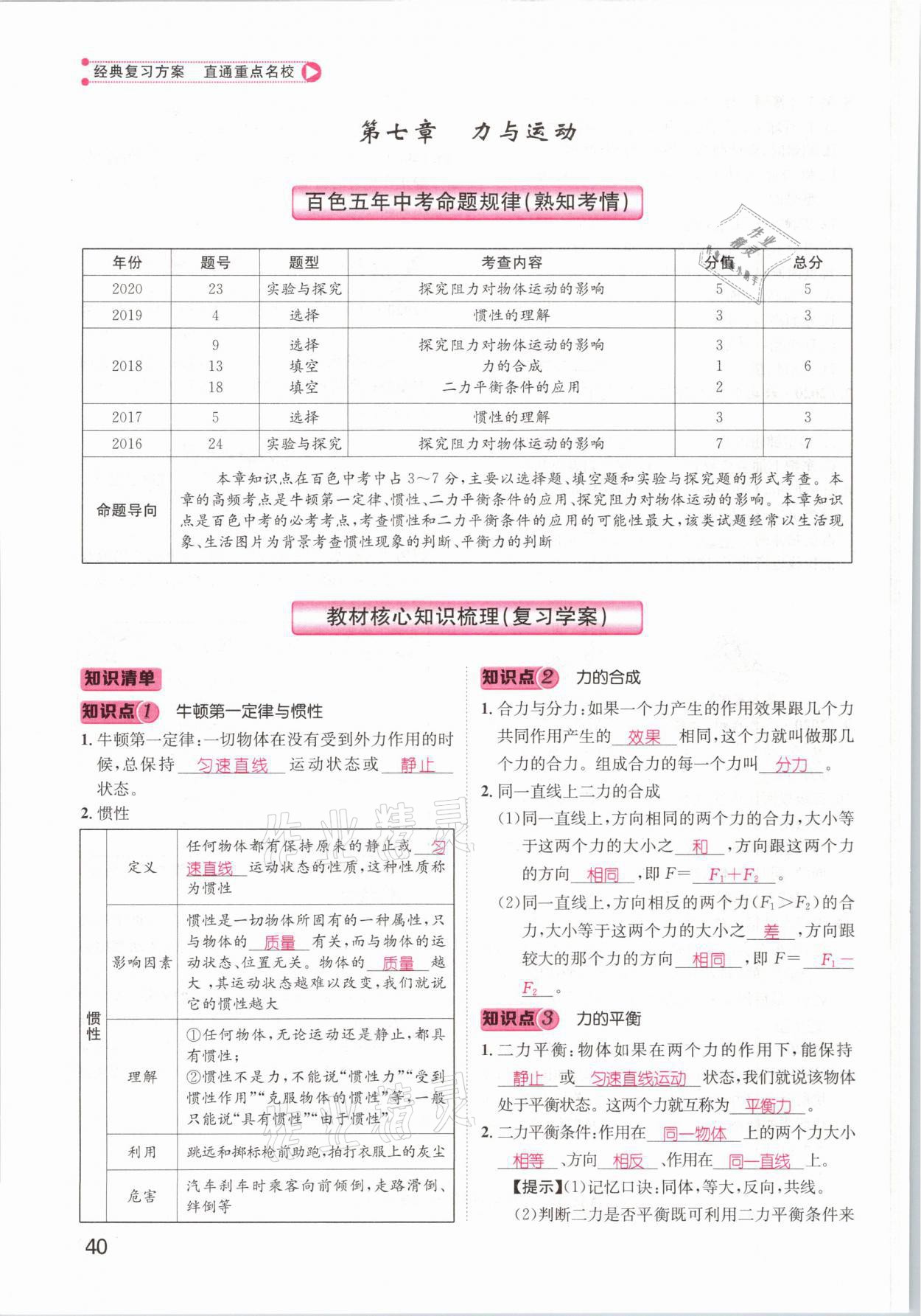 2021年鴻鵠志文化百色中考命題研究中考王物理 參考答案第40頁