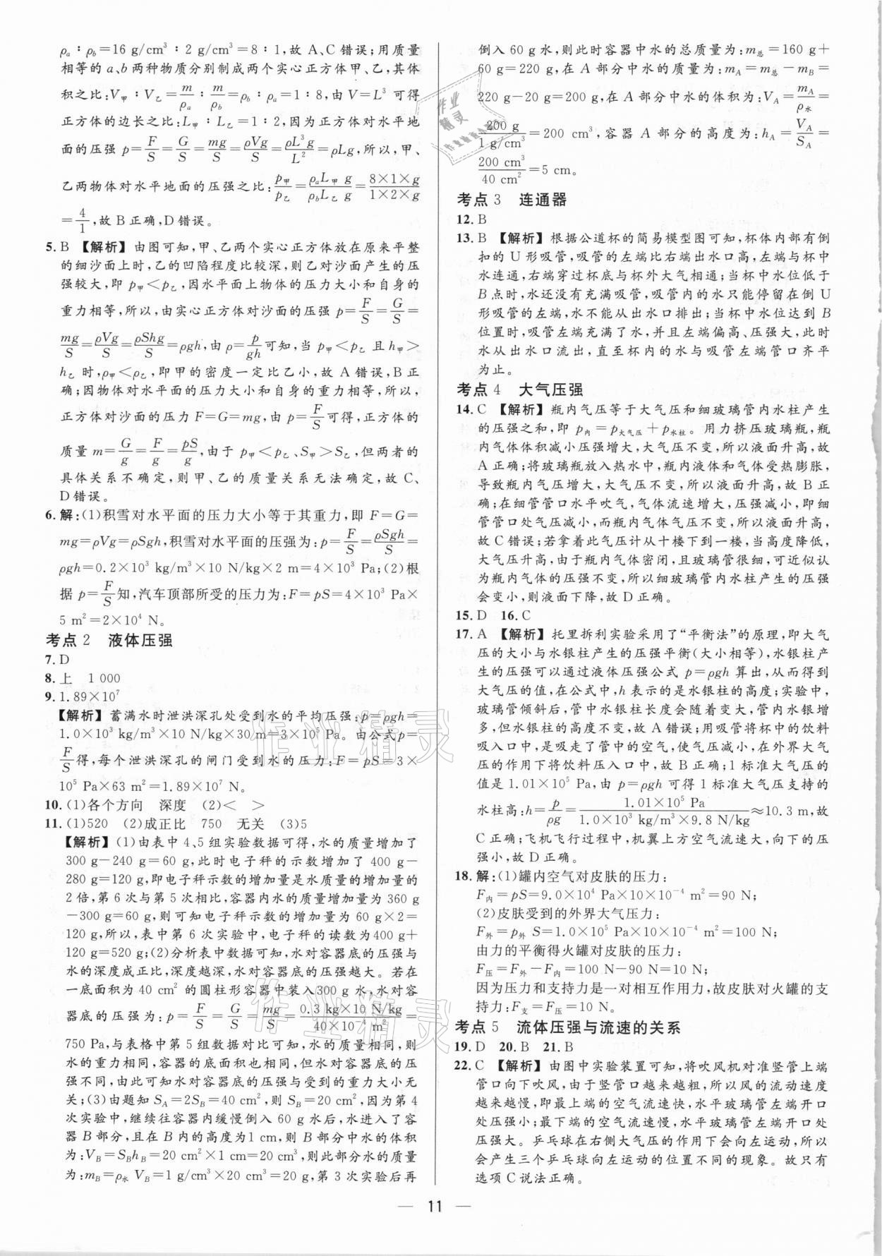 2021年中考對(duì)策物理泰安專版 參考答案第11頁(yè)