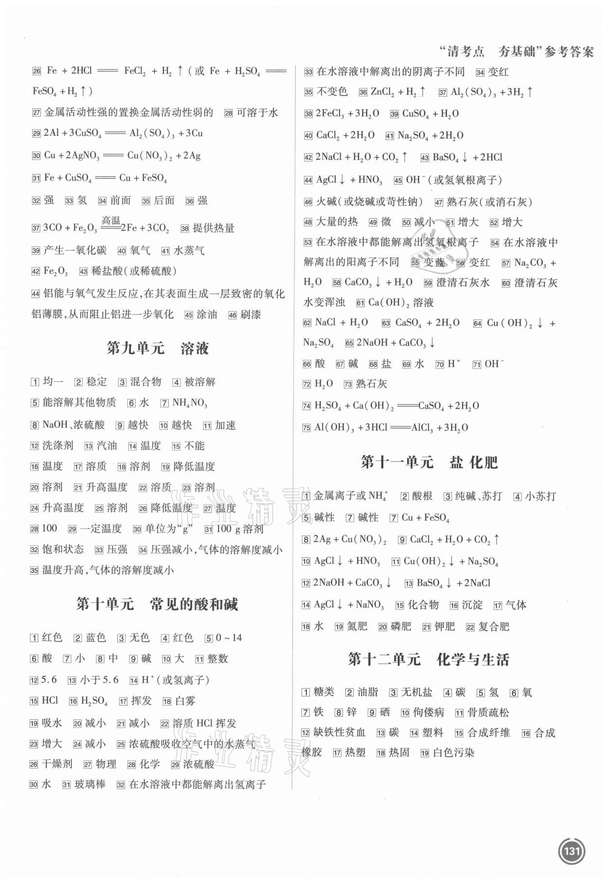 2021年中考劃重點(diǎn)化學(xué)中考安徽專版 參考答案第3頁(yè)
